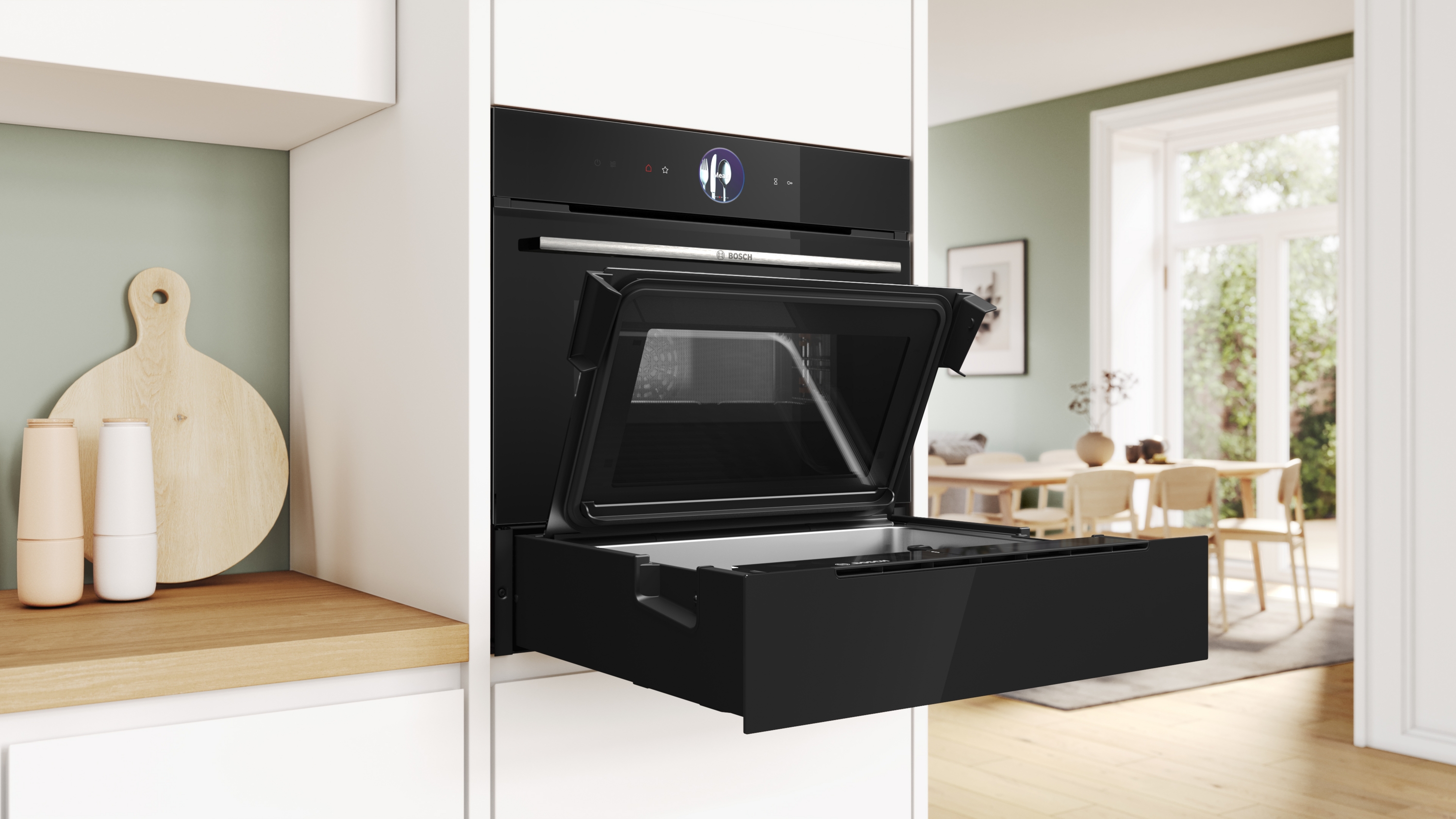 Series 8, Steam Drawer, 60 x 14 cm, Black, BDC7111B0