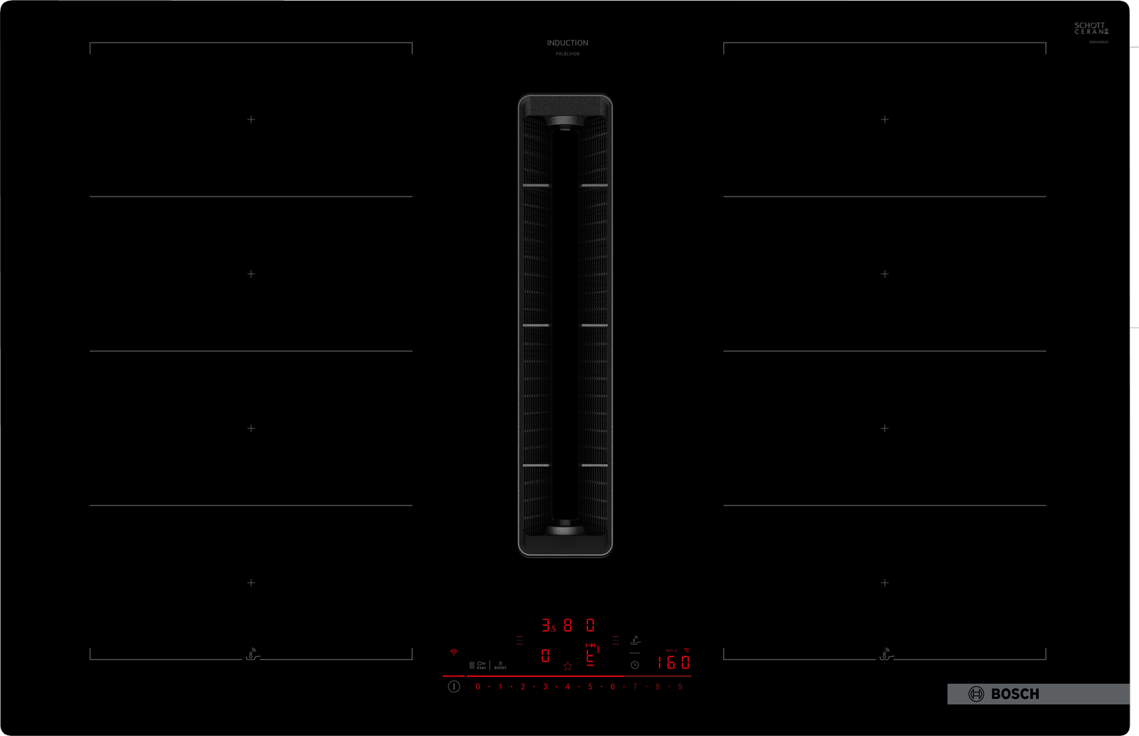 Serija 6, Indukciona ploča za kuvanje sa integrisanim aspiratorom, 80 cm, ugradnja bez okvira, PXL811H26E