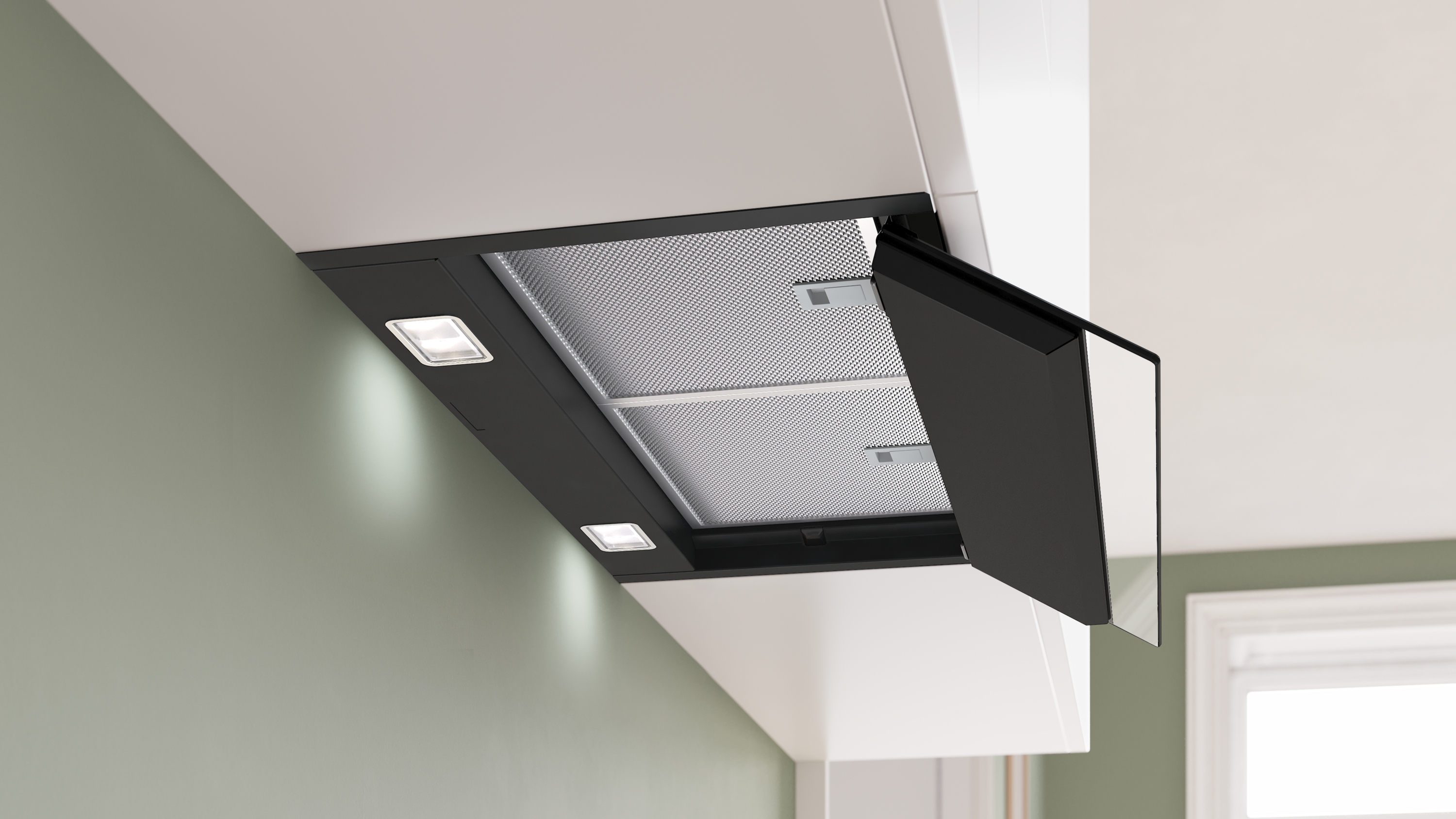 Series 6, Integrated Design Hood, 60 cm, clear glass black printed, Matt black , DBB67DP60