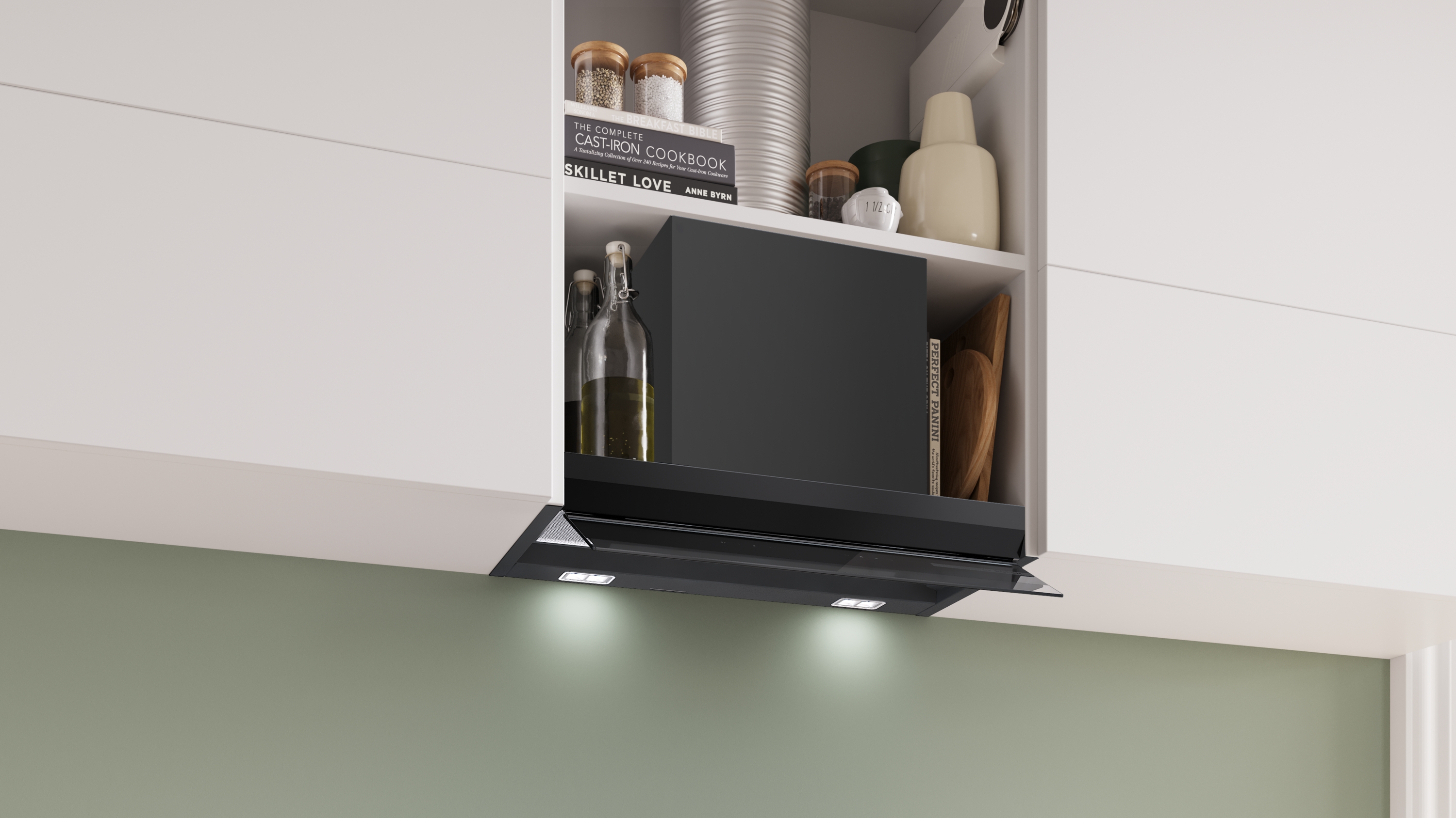 Series 6, Integrated Design Hood, 60 cm, clear glass black printed, Matt black , DBB67DP60