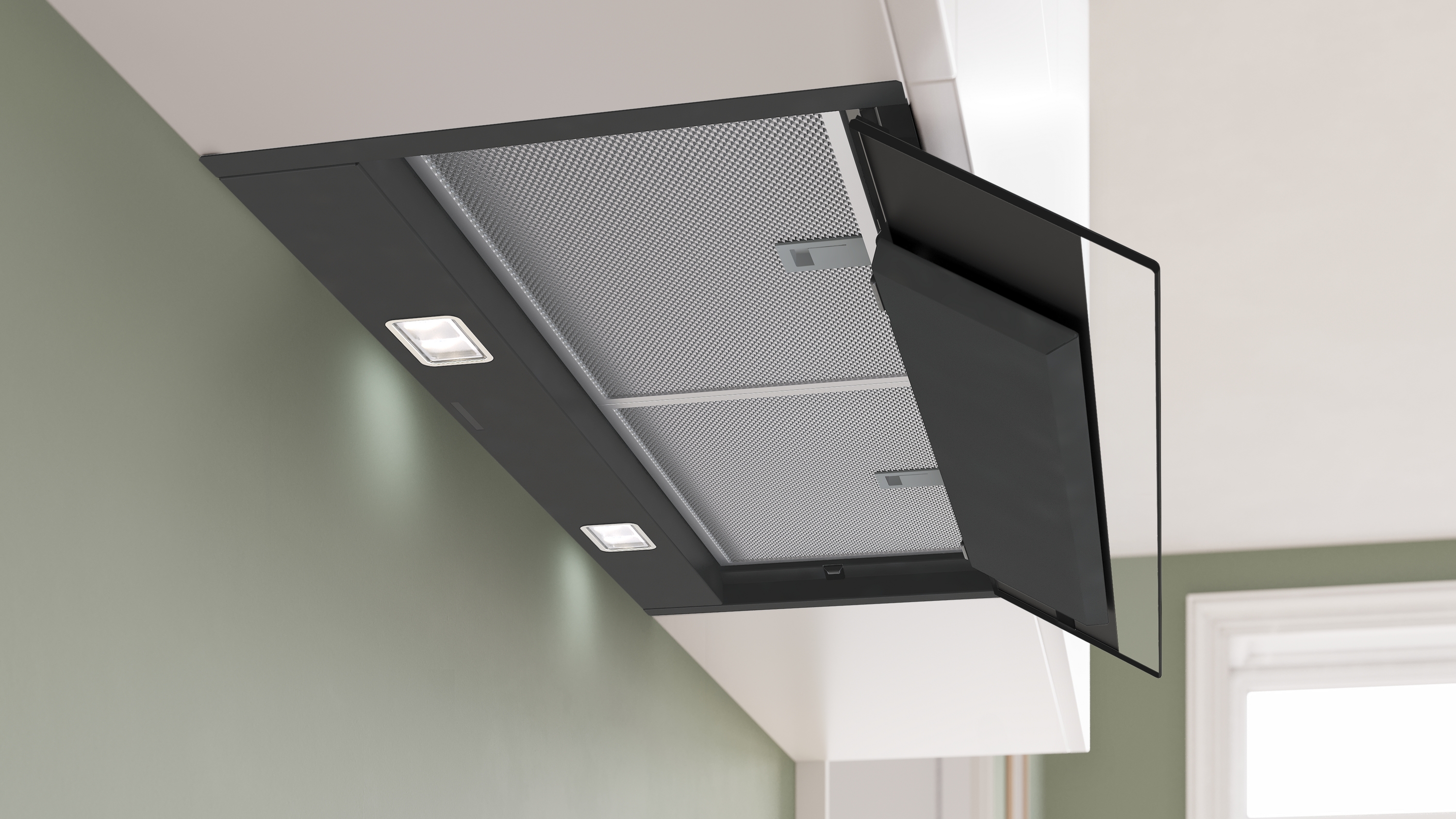 Series 6, Integrated Design Hood, 80 cm, clear glass black printed, Matt black , DBB87DP60