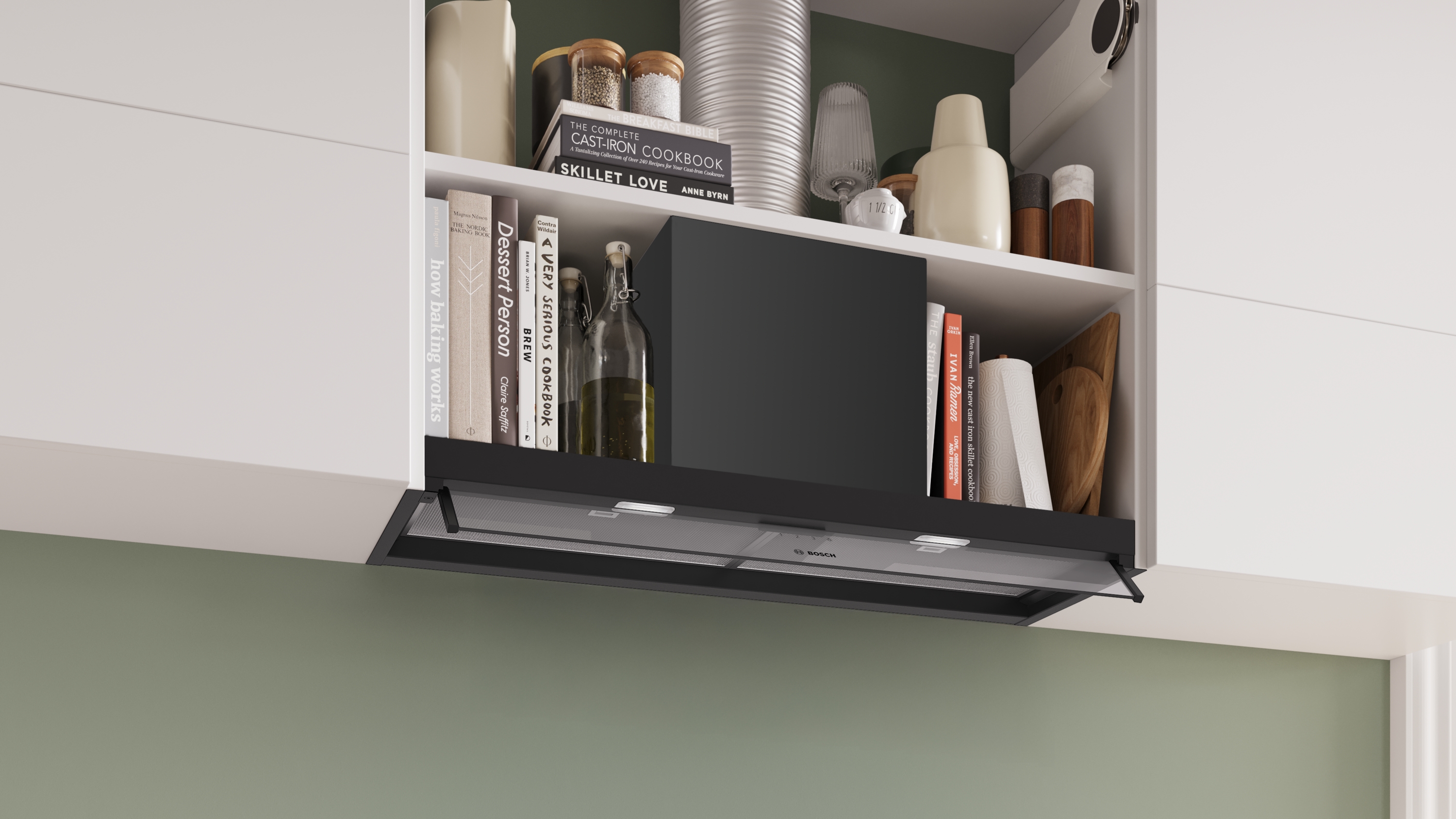 Series 4, Integrated Design Hood, 90 cm, clear glass, Matt black , DBB95CC60
