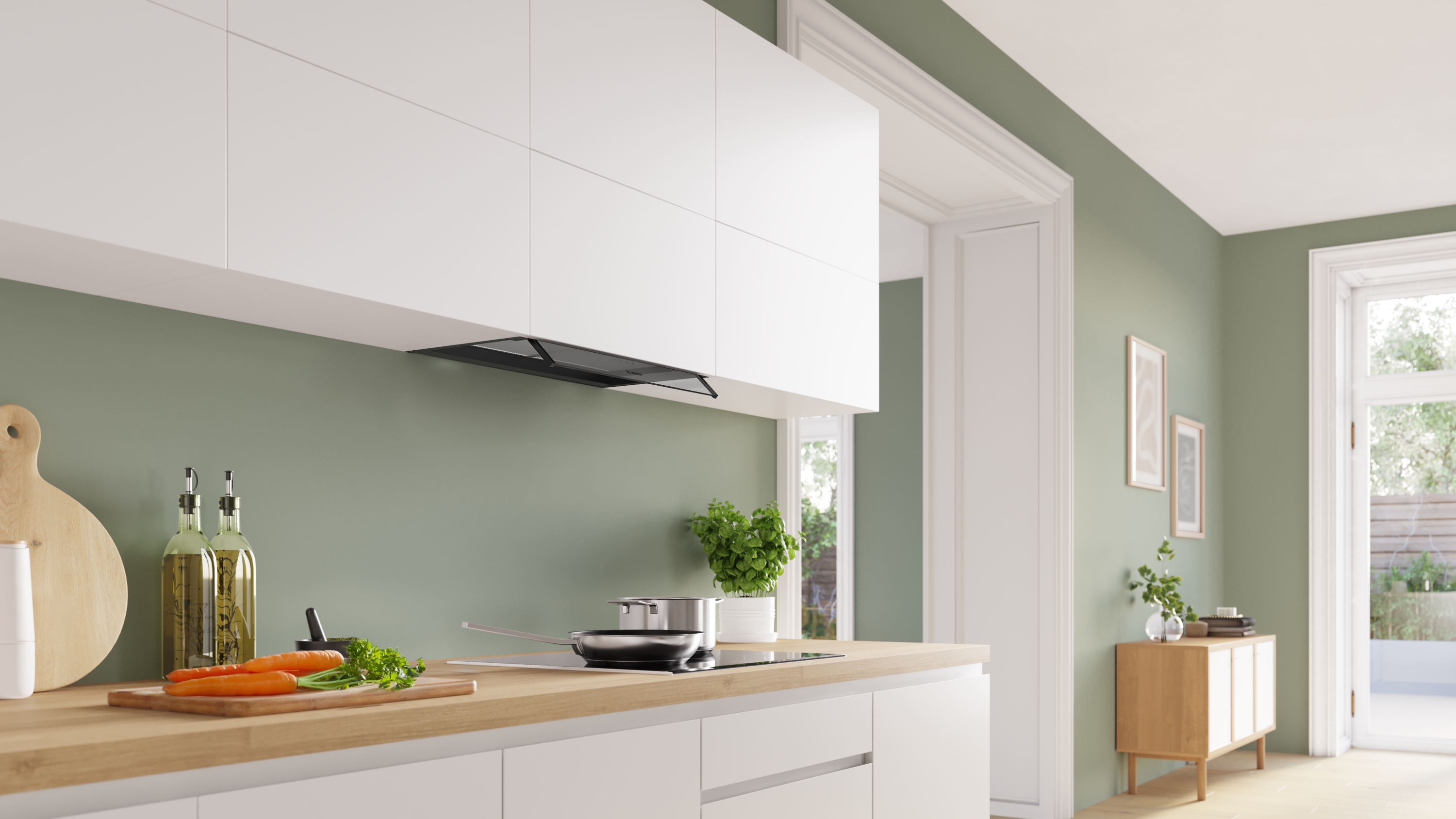 Series 4, Integrated Design Hood, 60 cm, clear glass, Matt black , DBB65CC60