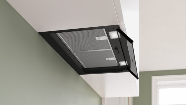 Series 4, Integrated Design Hood, 60 cm, clear glass, Matt black , DBB65CC60