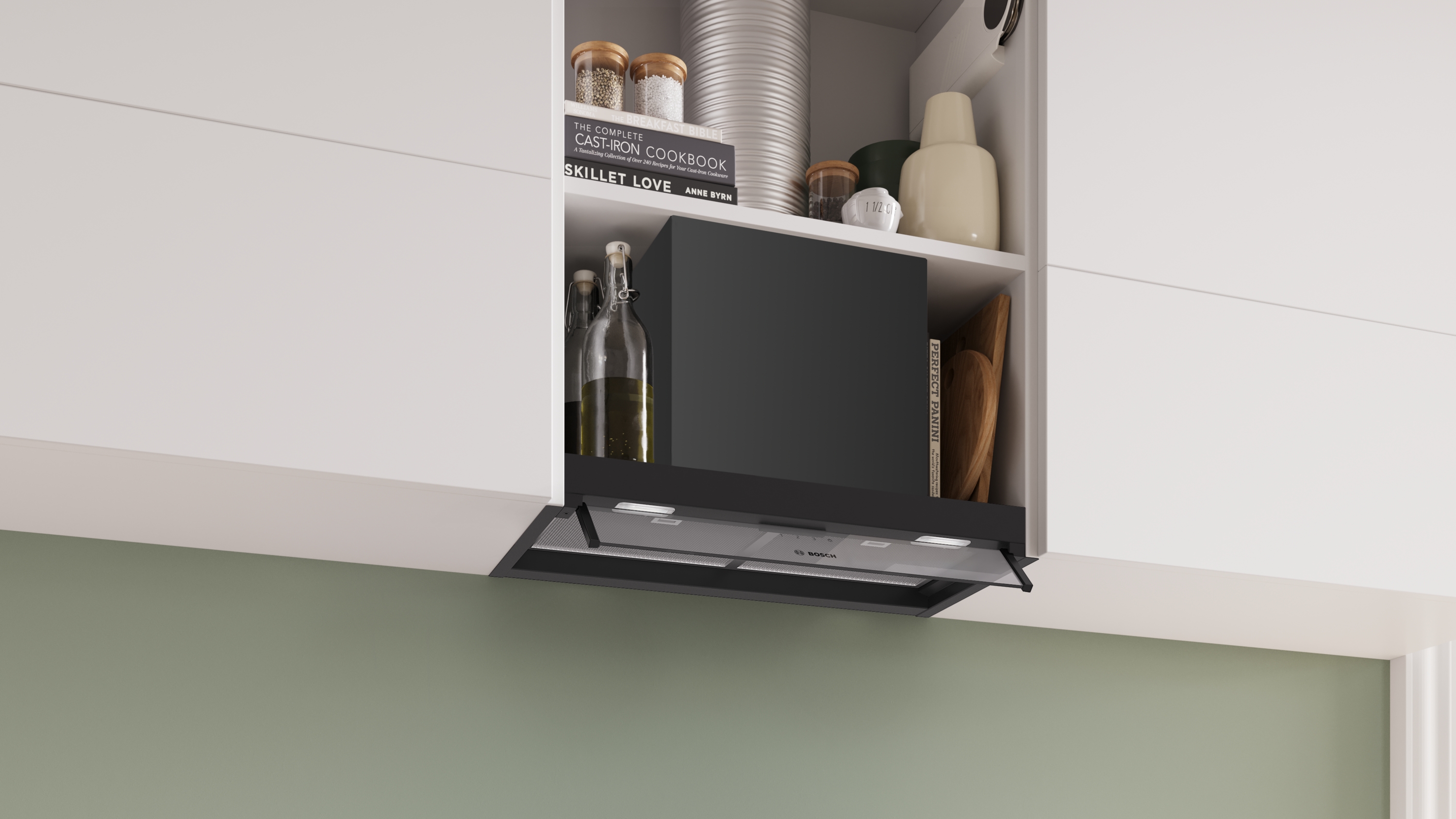 Series 4, Integrated Design Hood, 60 cm, clear glass, Matt black , DBB65CC60