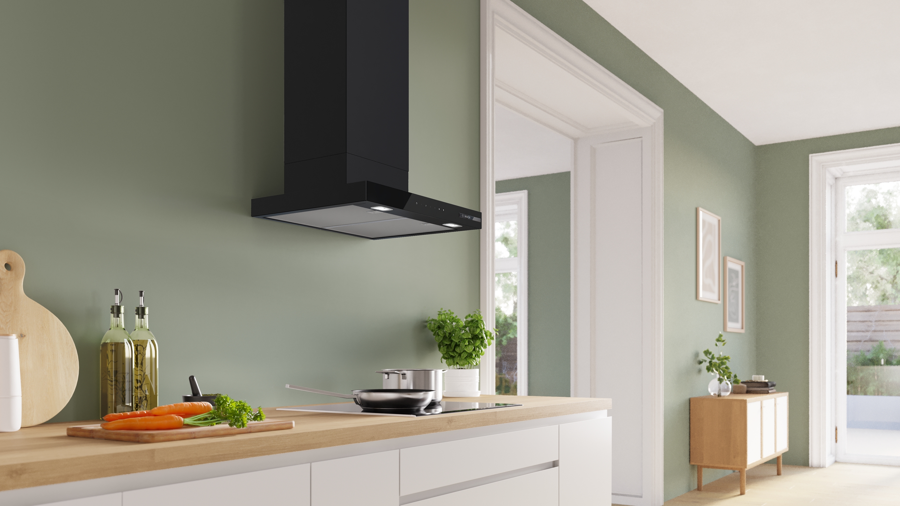 Series 6, wall-mounted cooker hood, 60 cm, Matt black , DWB67DN60