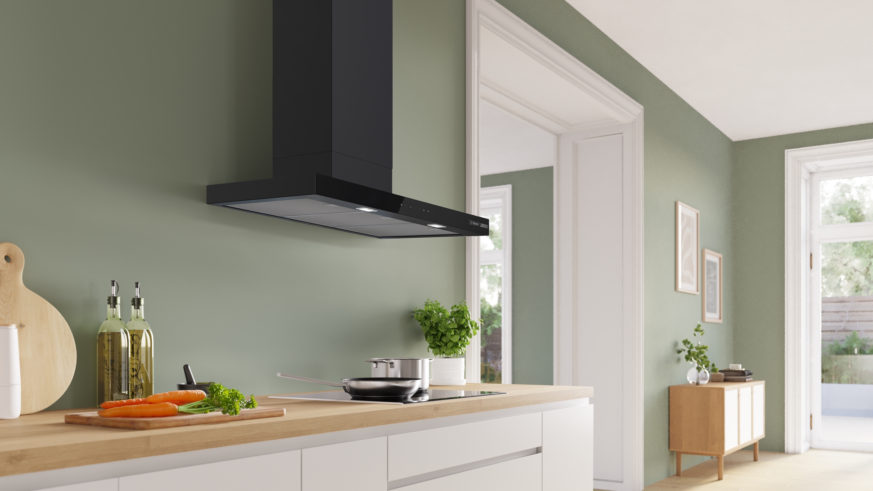 Series 6, wall-mounted cooker hood, 90 cm, Matt black , DWB97DN60