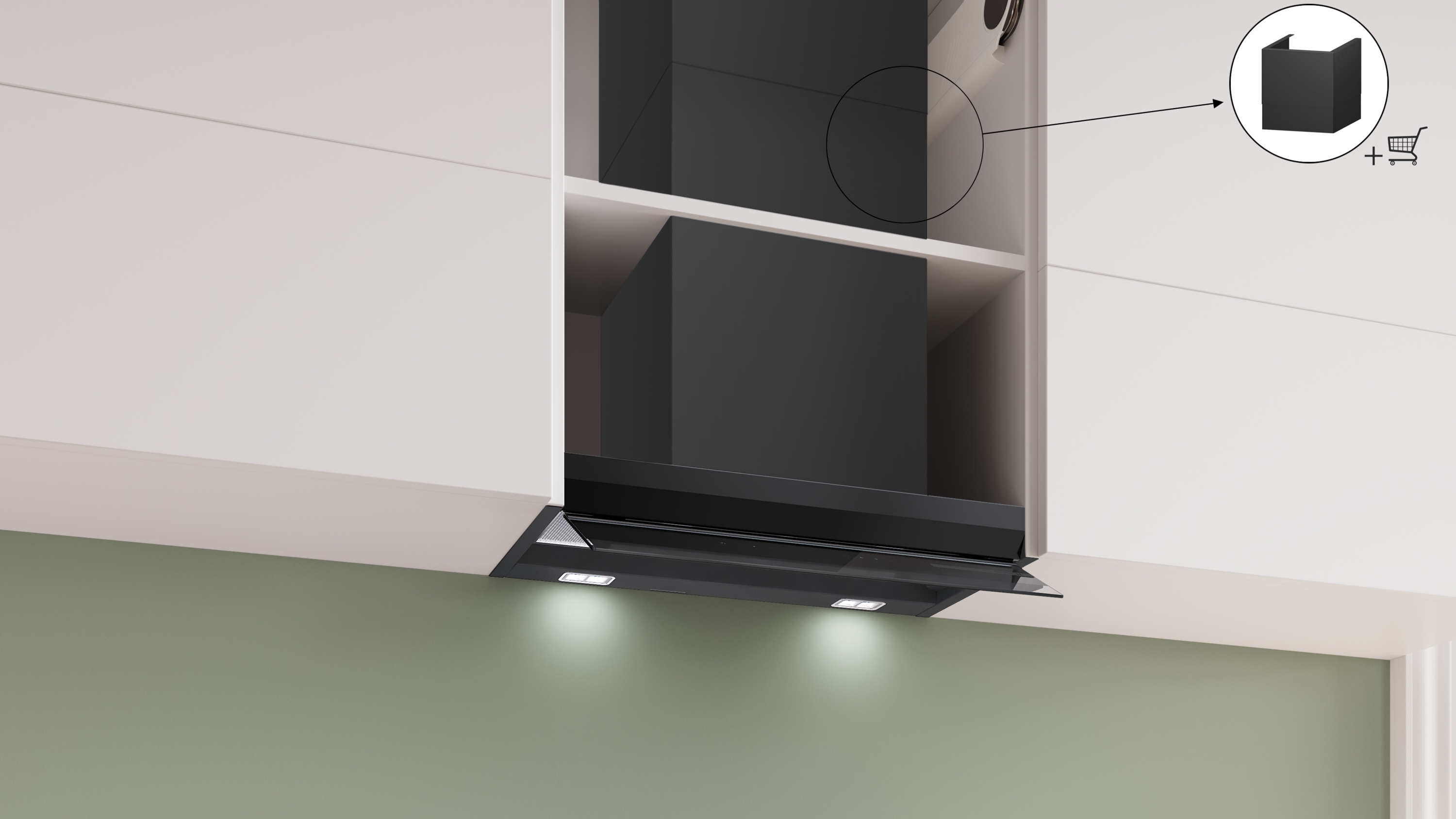 Series 6, Integrated Design Hood, 60 cm, clear glass black printed, Matt black , DBB67DP60