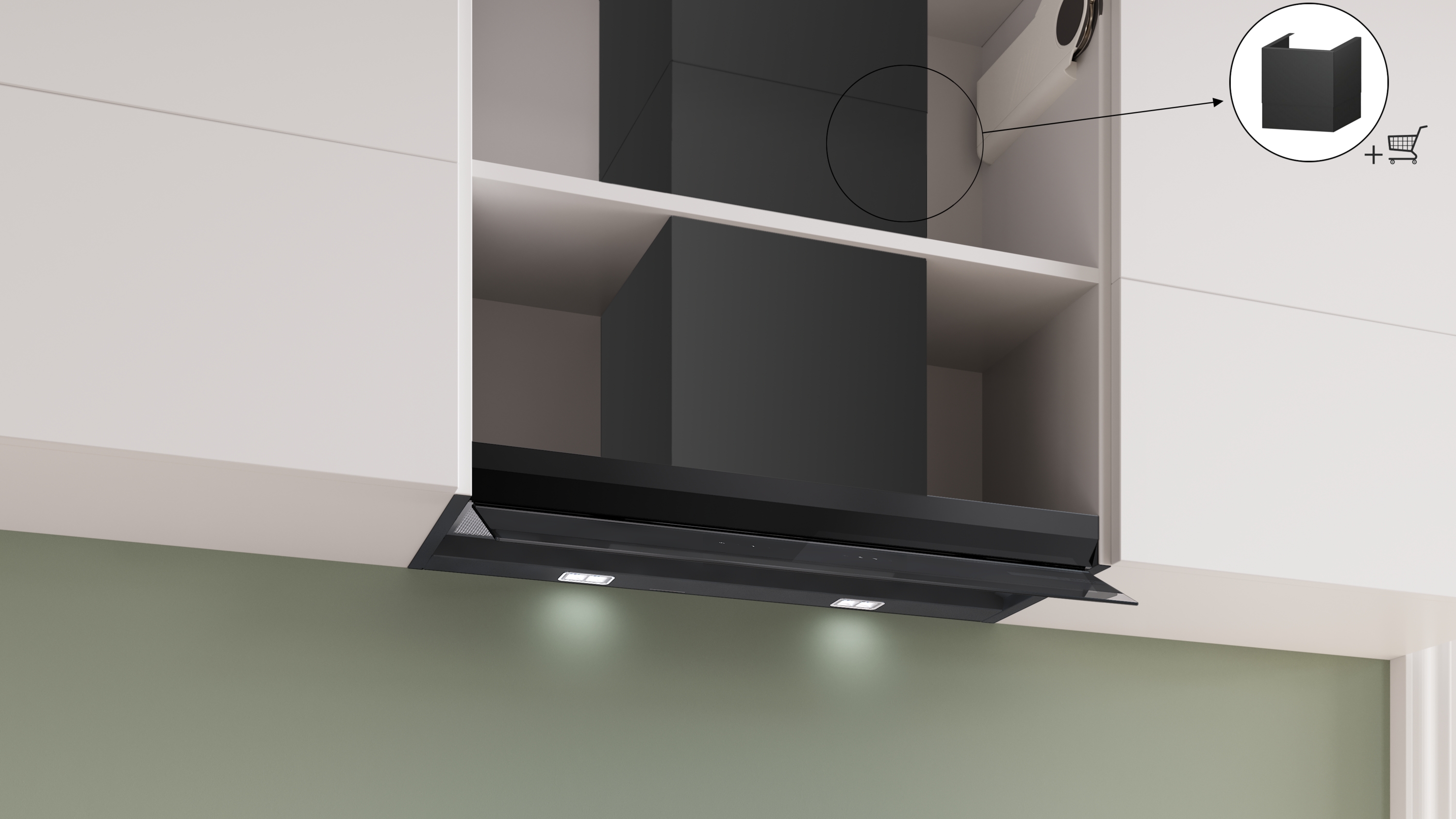 Series 6, Integrated Design Hood, 80 cm, clear glass black printed, Matt black , DBB87DP60