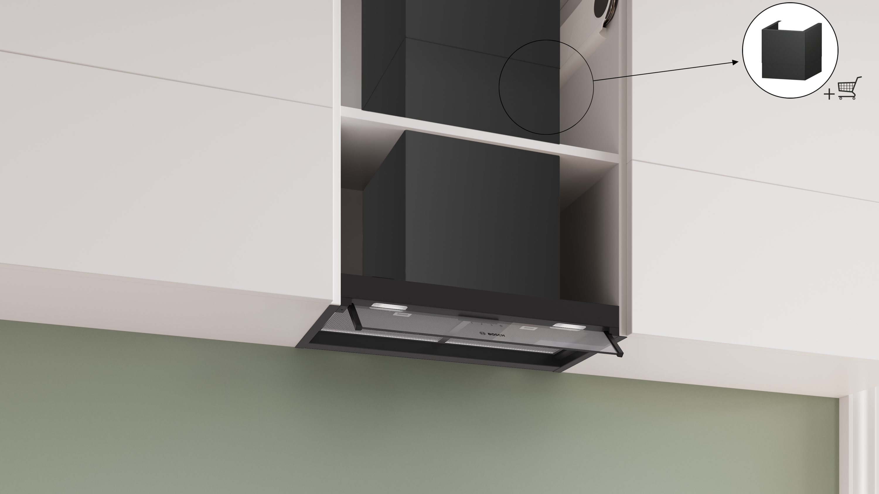 Series 4, Integrated Design Hood, 60 cm, clear glass, Matt black , DBB65CC60