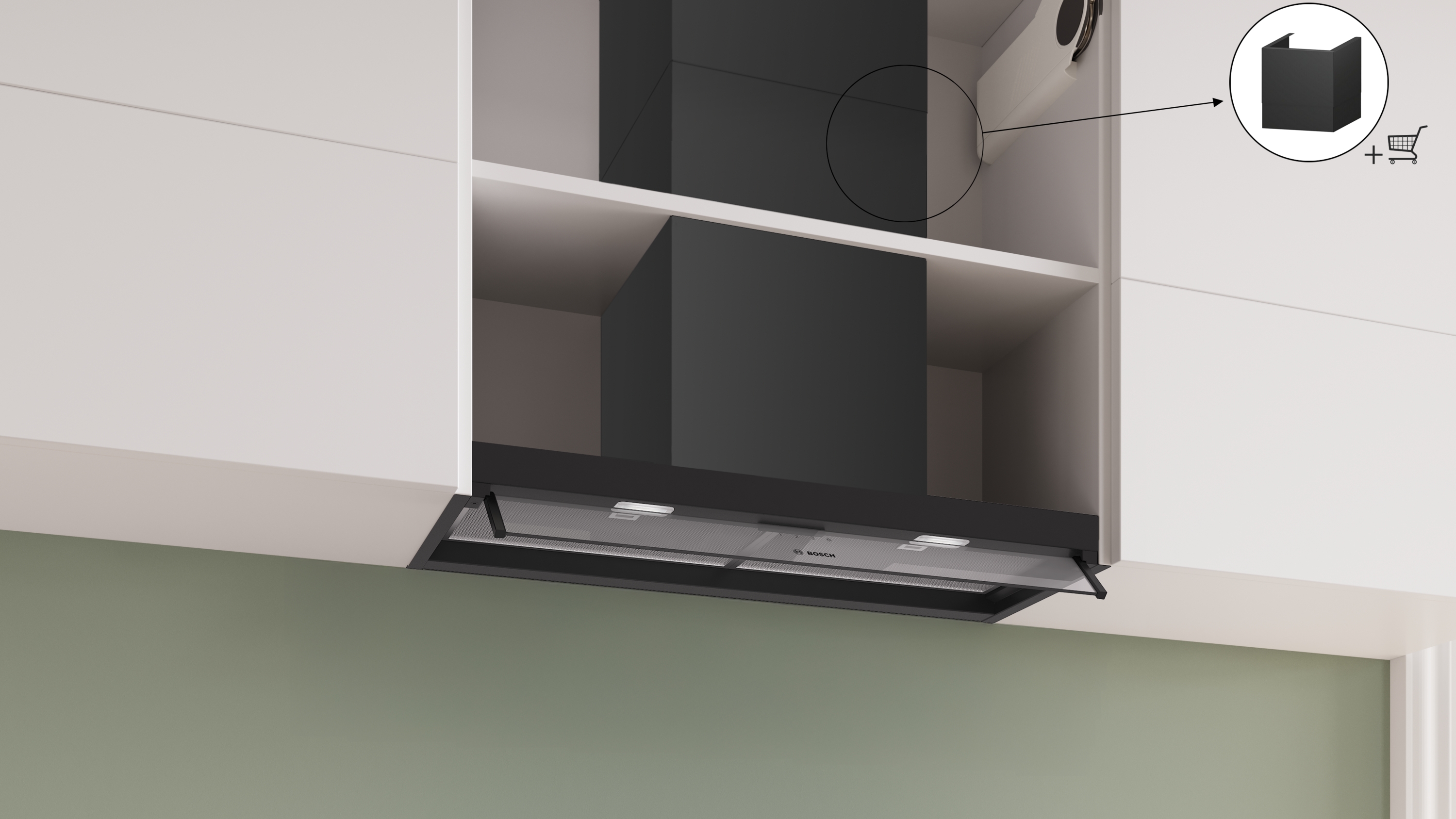 Series 4, Integrated Design Hood, 80 cm, clear glass, Matt black , DBB85CC60