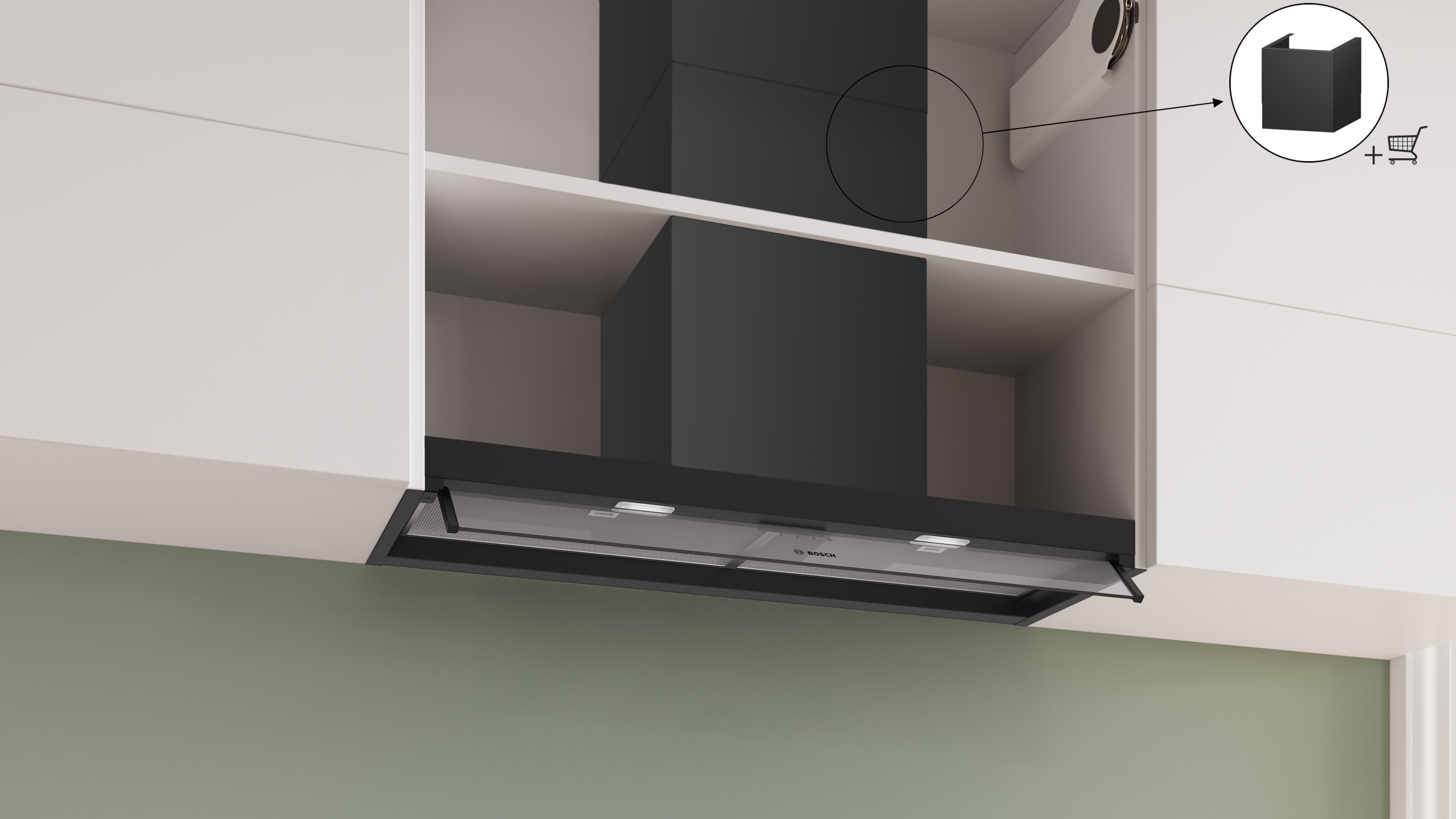 Series 4, Integrated Design Hood, 90 cm, clear glass, Matt black , DBB95CC60