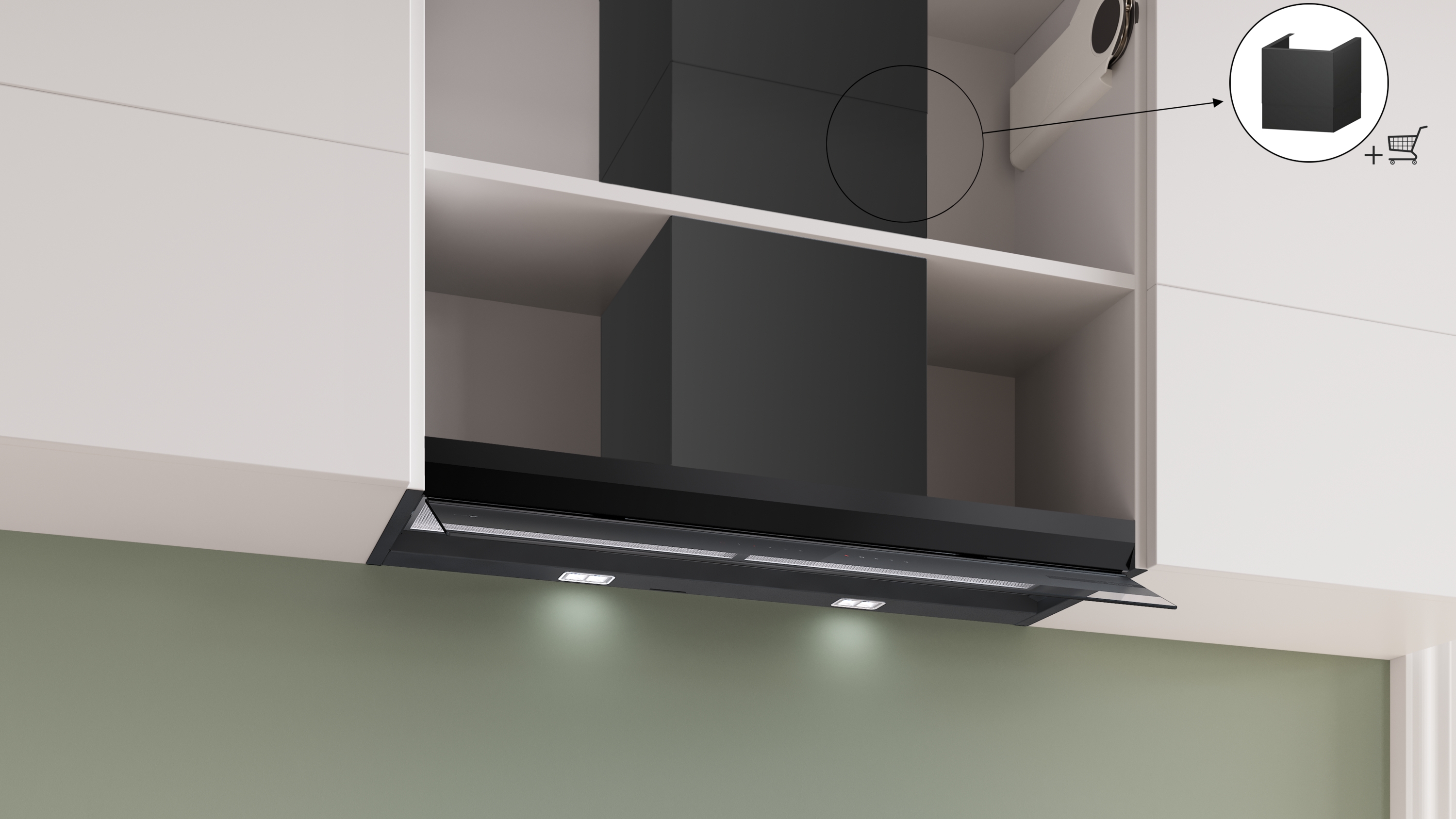 Series 8, Integrated Design Hood, 90 cm, clear glass black printed, Matt black , DBB99ET65