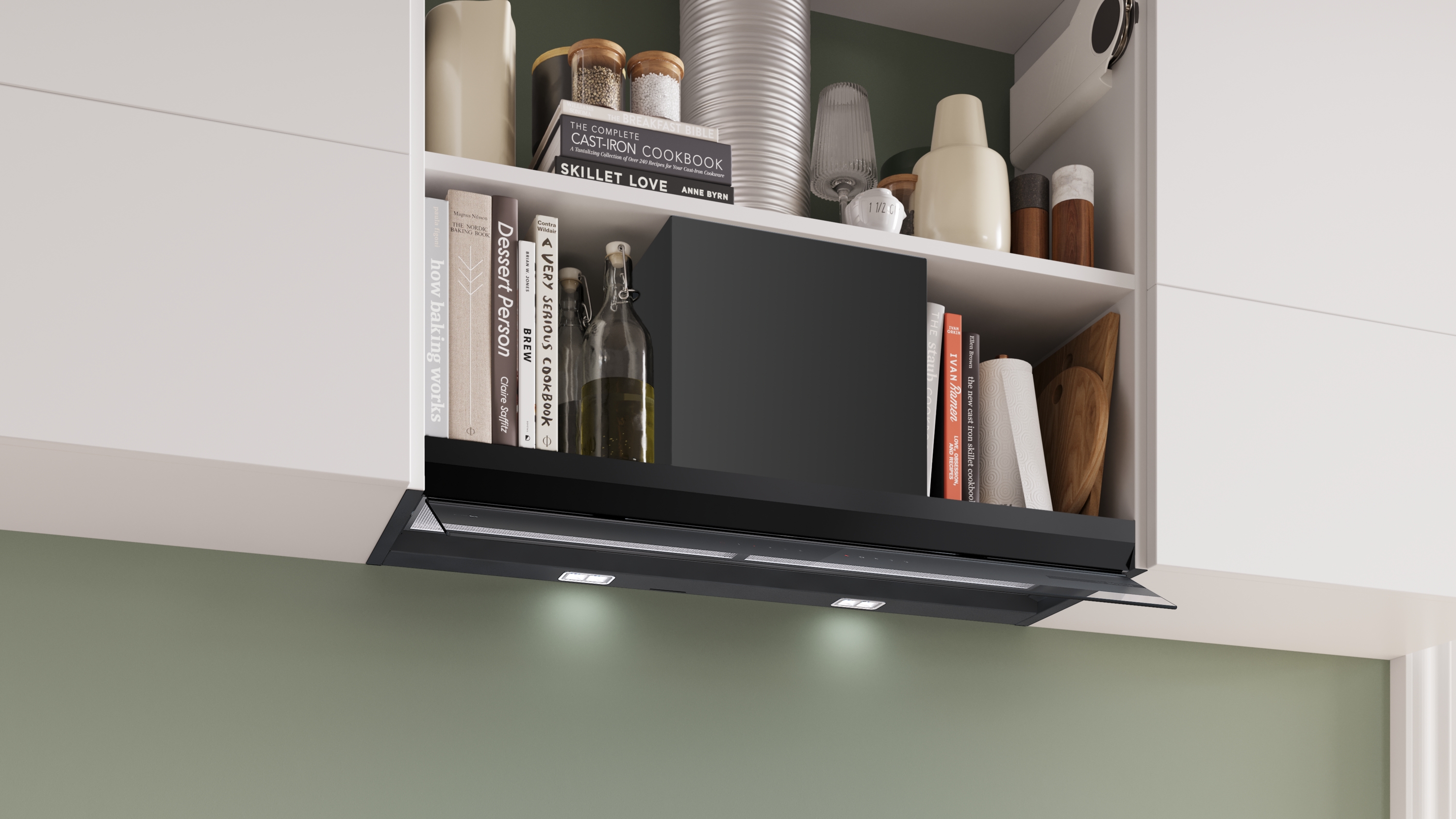 Series 8, Integrated Design Hood, 90 cm, clear glass black printed, Matt black , DBB99ET65