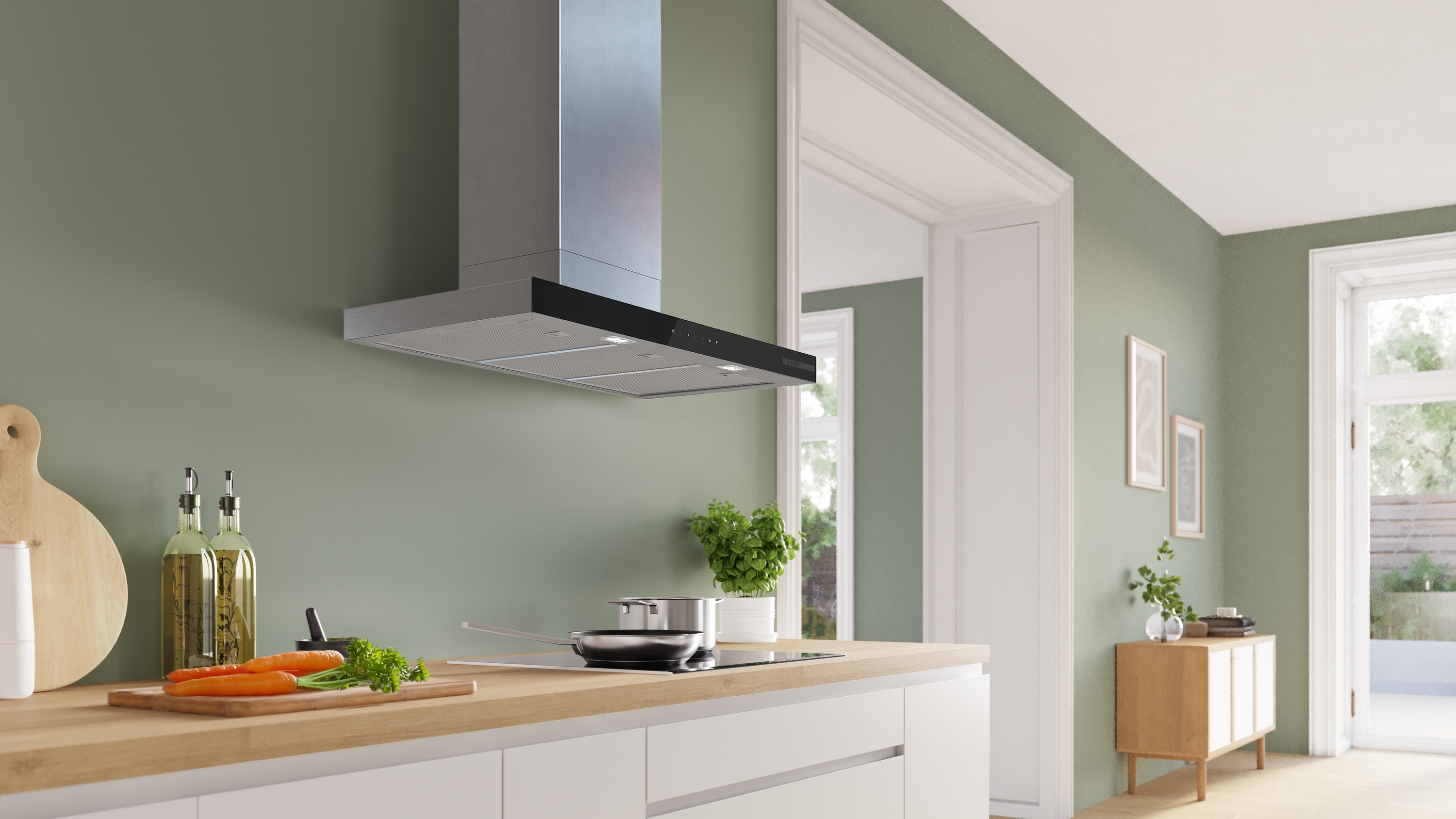 Series 6, wall-mounted cooker hood, 90 cm, Stainless steel look, DWB97DN30