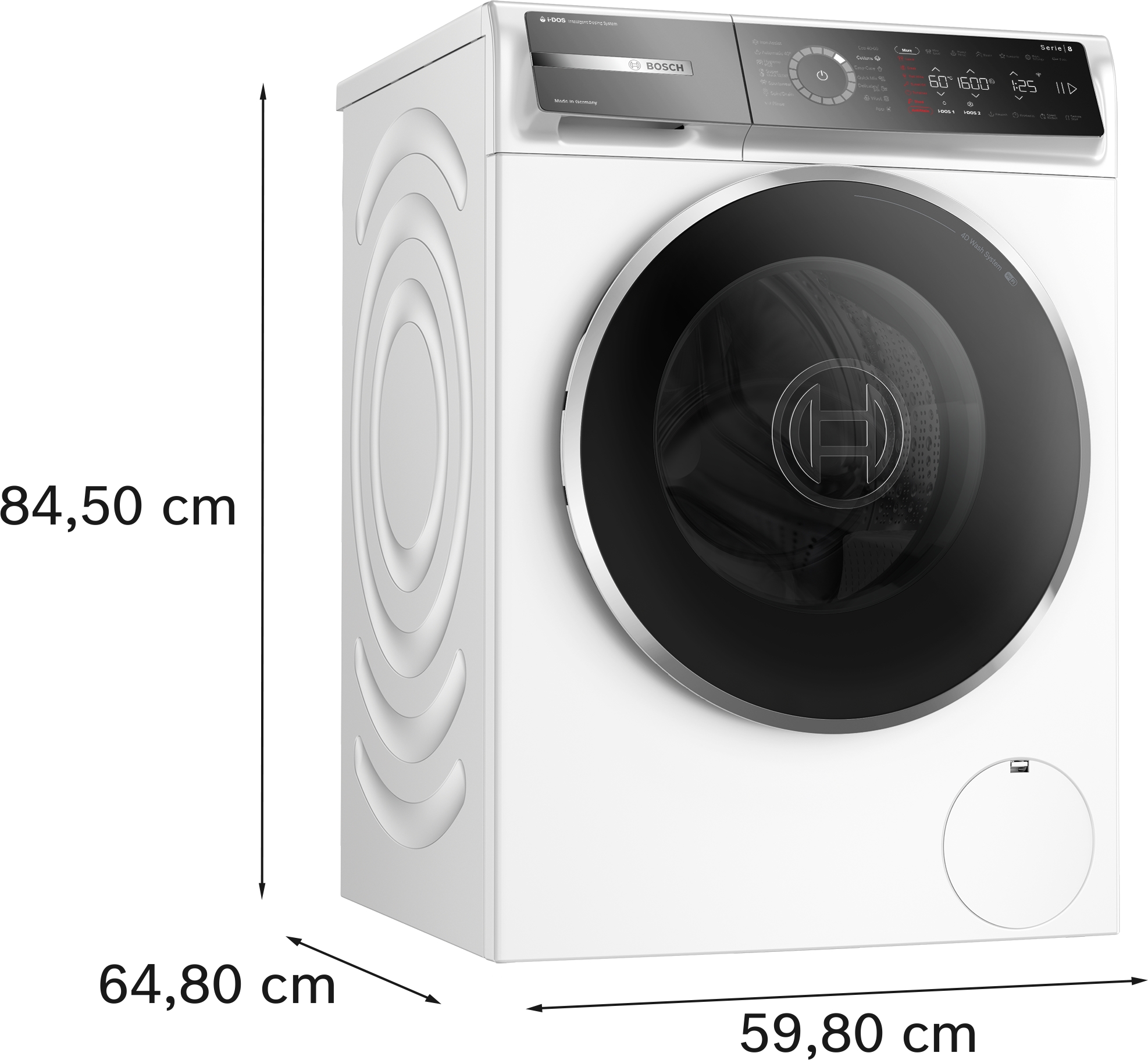 Series 8, washing machine, frontloader fullsize, 11 kg, 1600 rpm, WGB266A4BY
