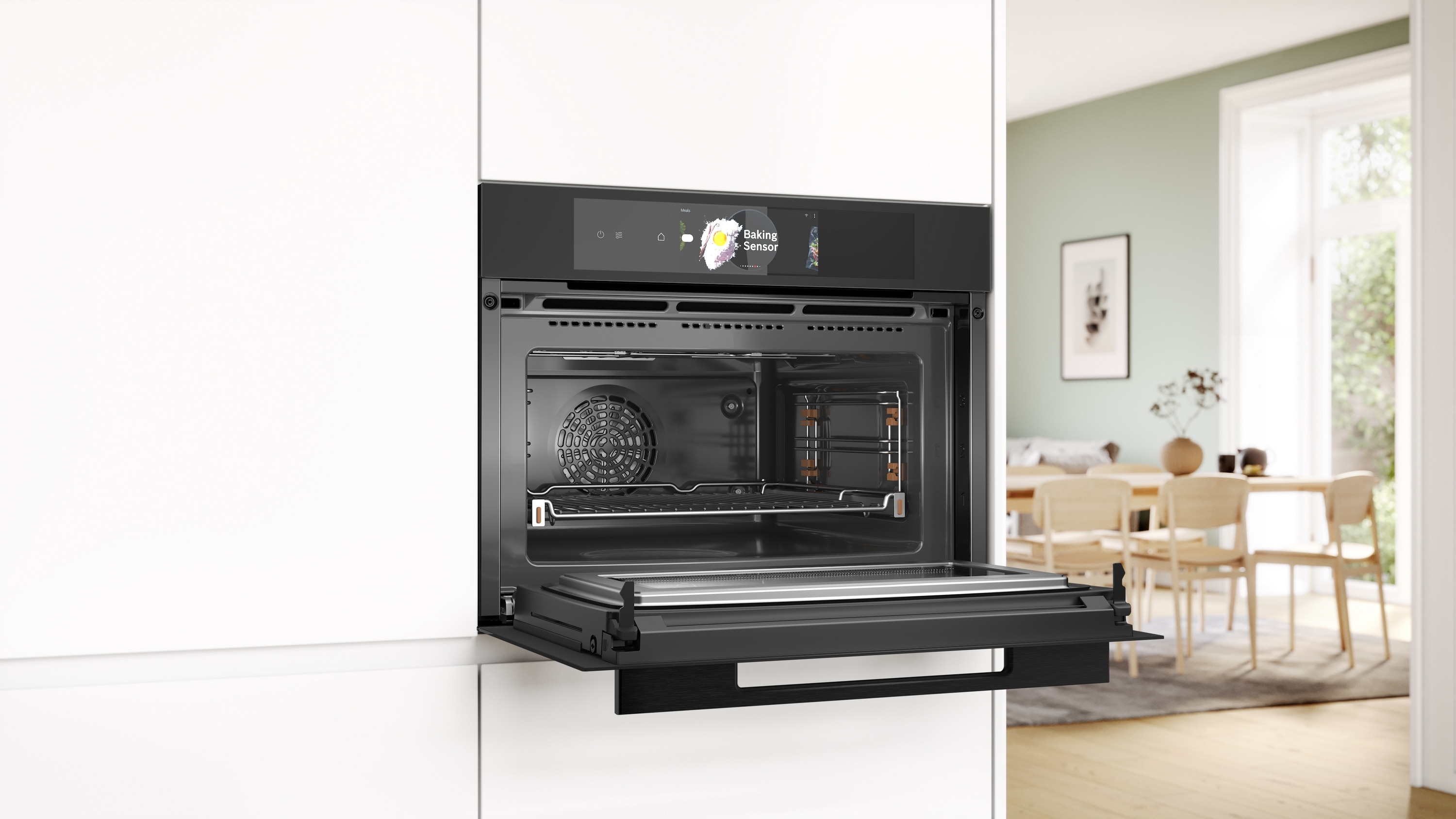 Series 8, Built-in compact oven with microwave function, 60 x 45 cm, Matt Black, CMG978NM1
