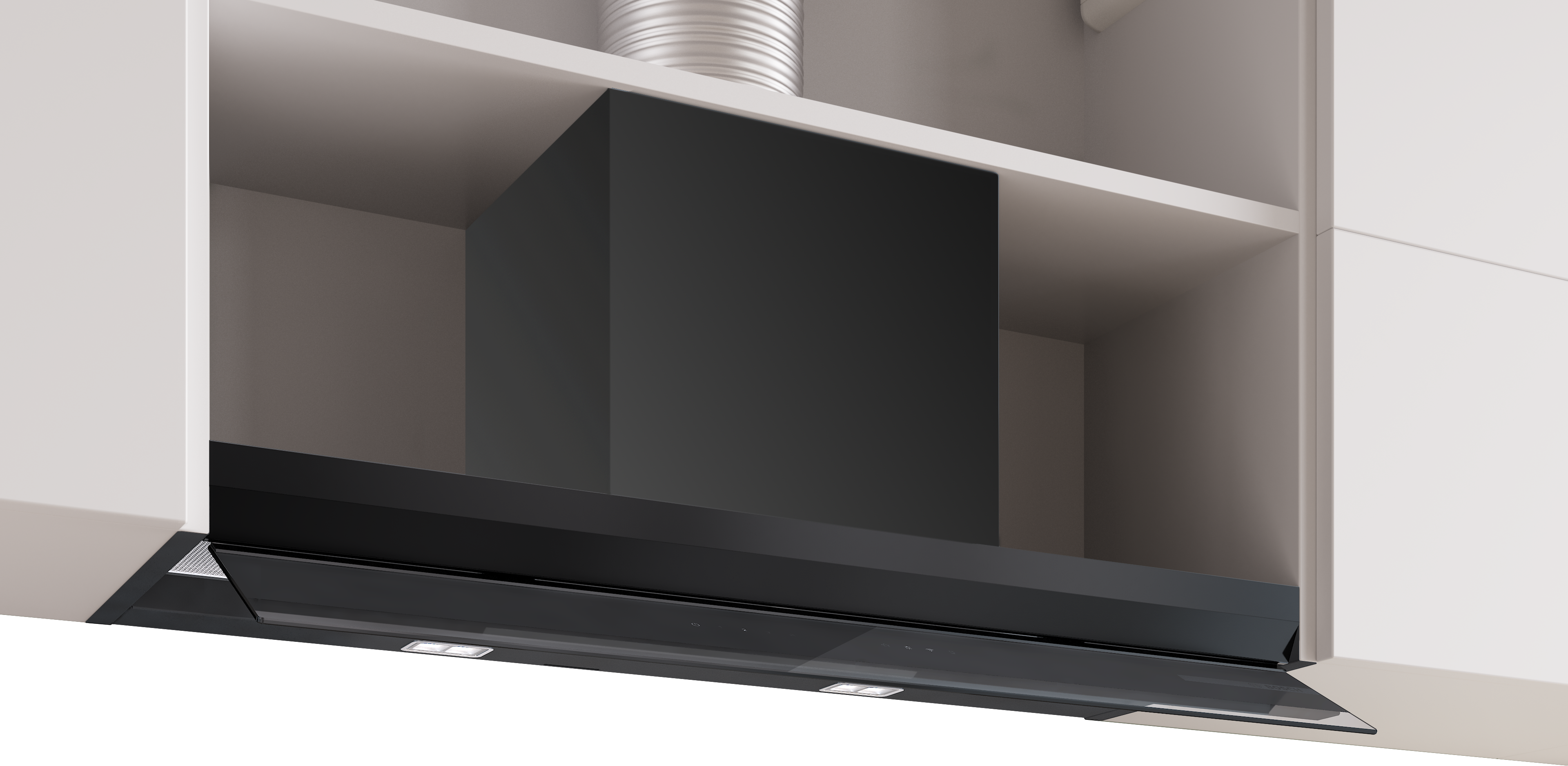 Series 6, Integrated Design Hood, 90 cm, clear glass black printed, Matt black , DBB97DP60
