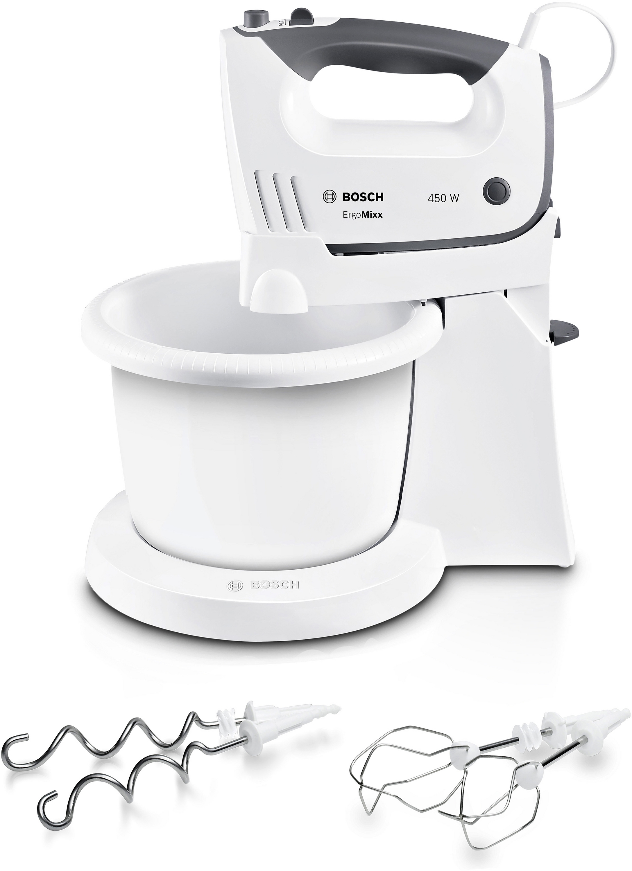 Hand mixer, ErgoMixx, 450 W, White, Window grey, MFQ36460