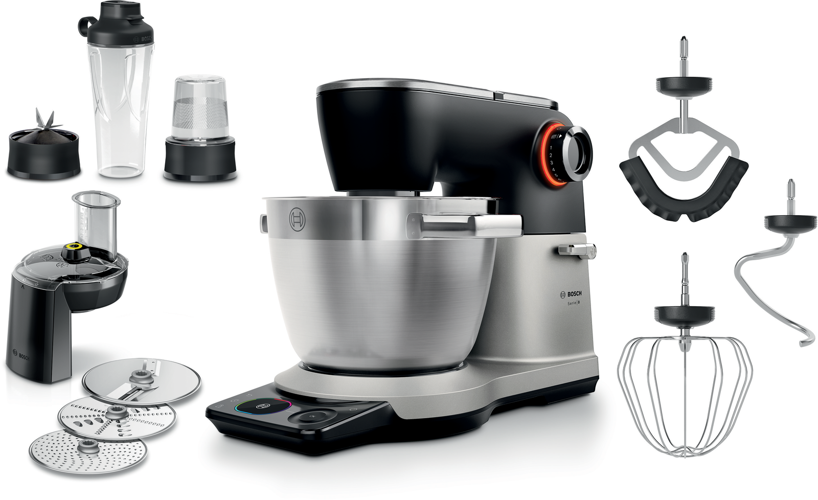Serija 8, Kuhinjski robot sa integrisanom vagom, 1800 W, Siva, Crna, MUMS8ZS22