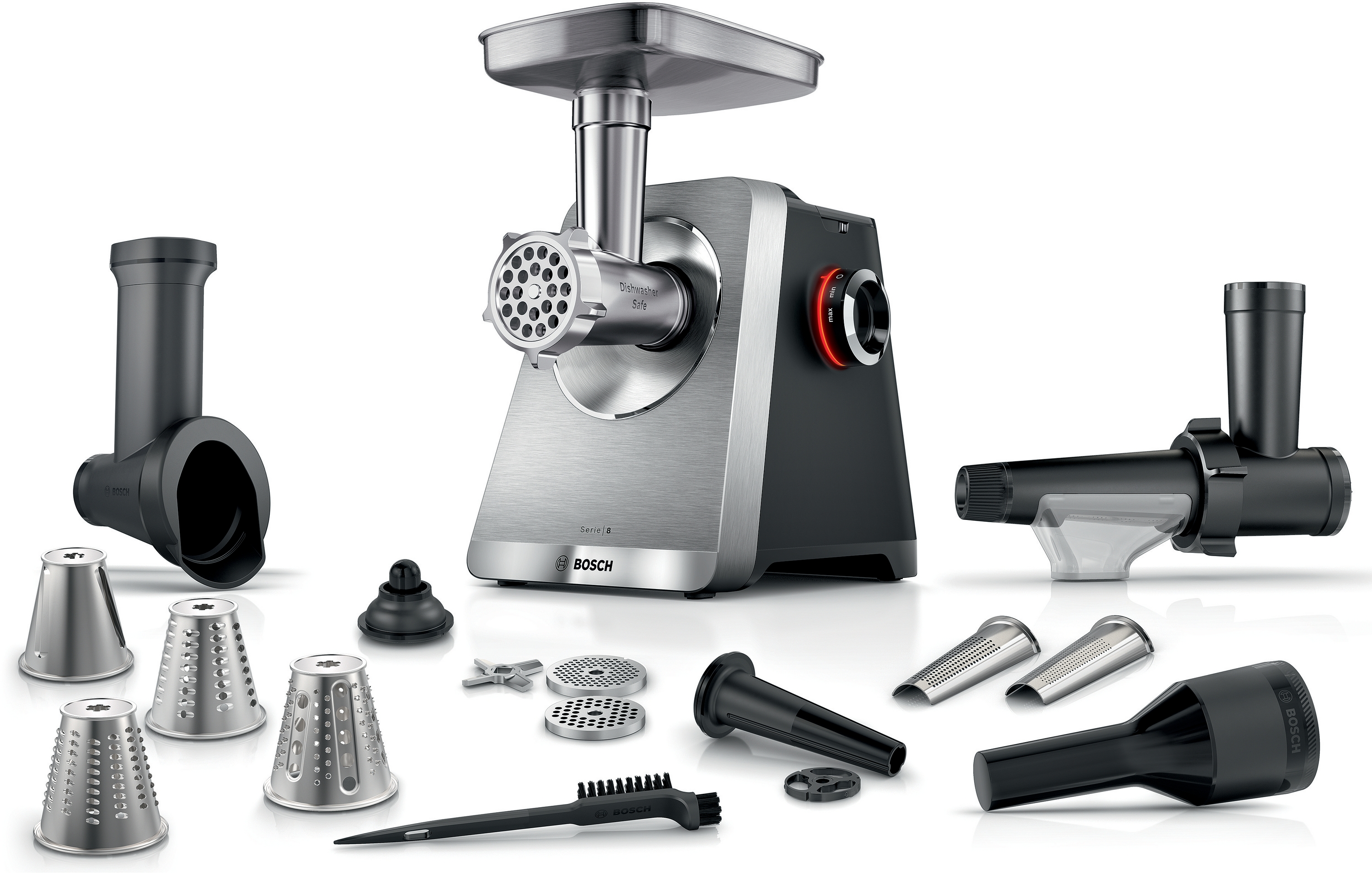 Series 8, Food mincer, MultiPower, 2500 W, Stainless steel, MFWS860M