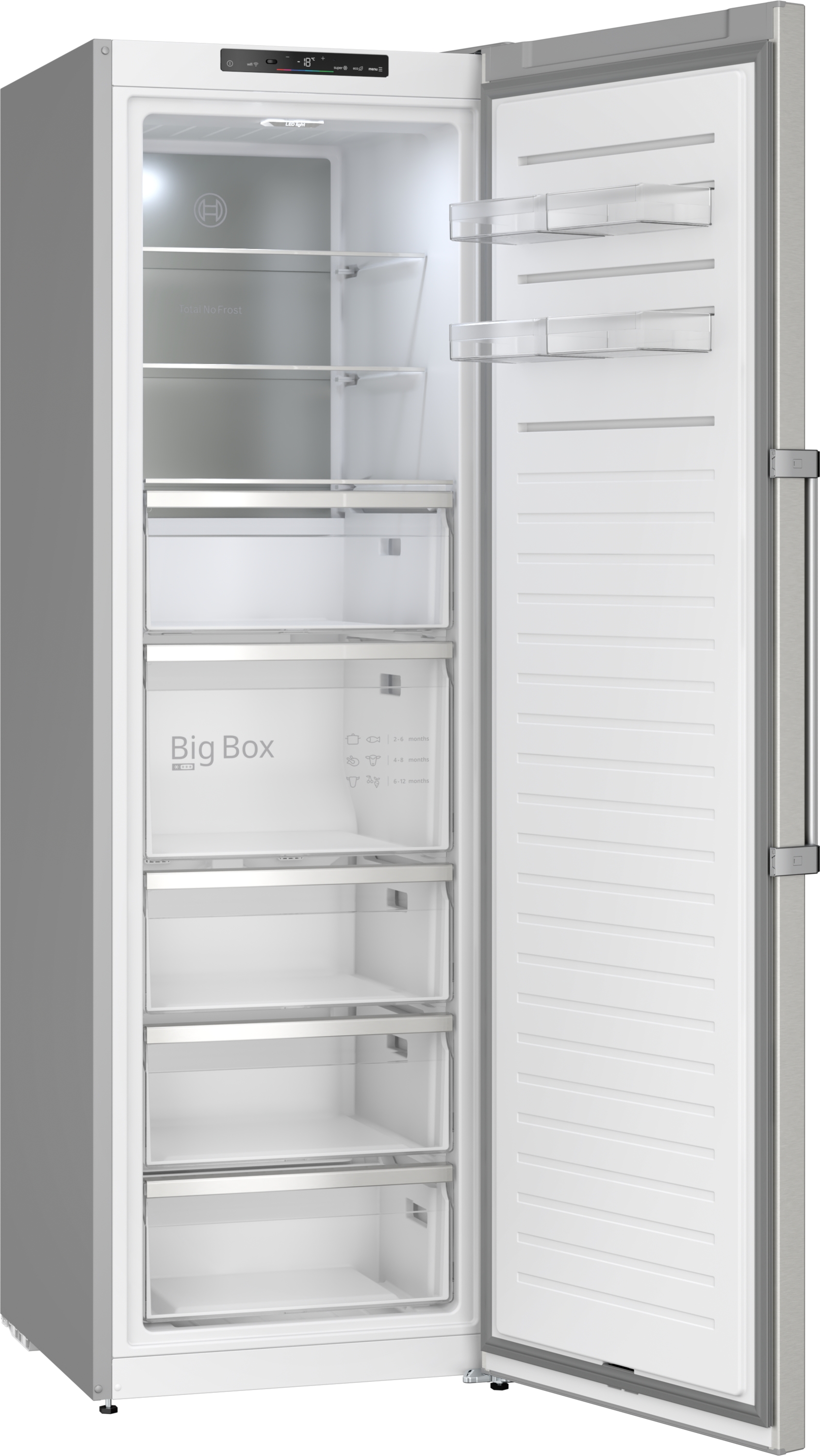 Series 6, free-standing freezer, 186.2 x 59.5 cm, Brushed steel (with anti-fingerprint), GSN36AICM