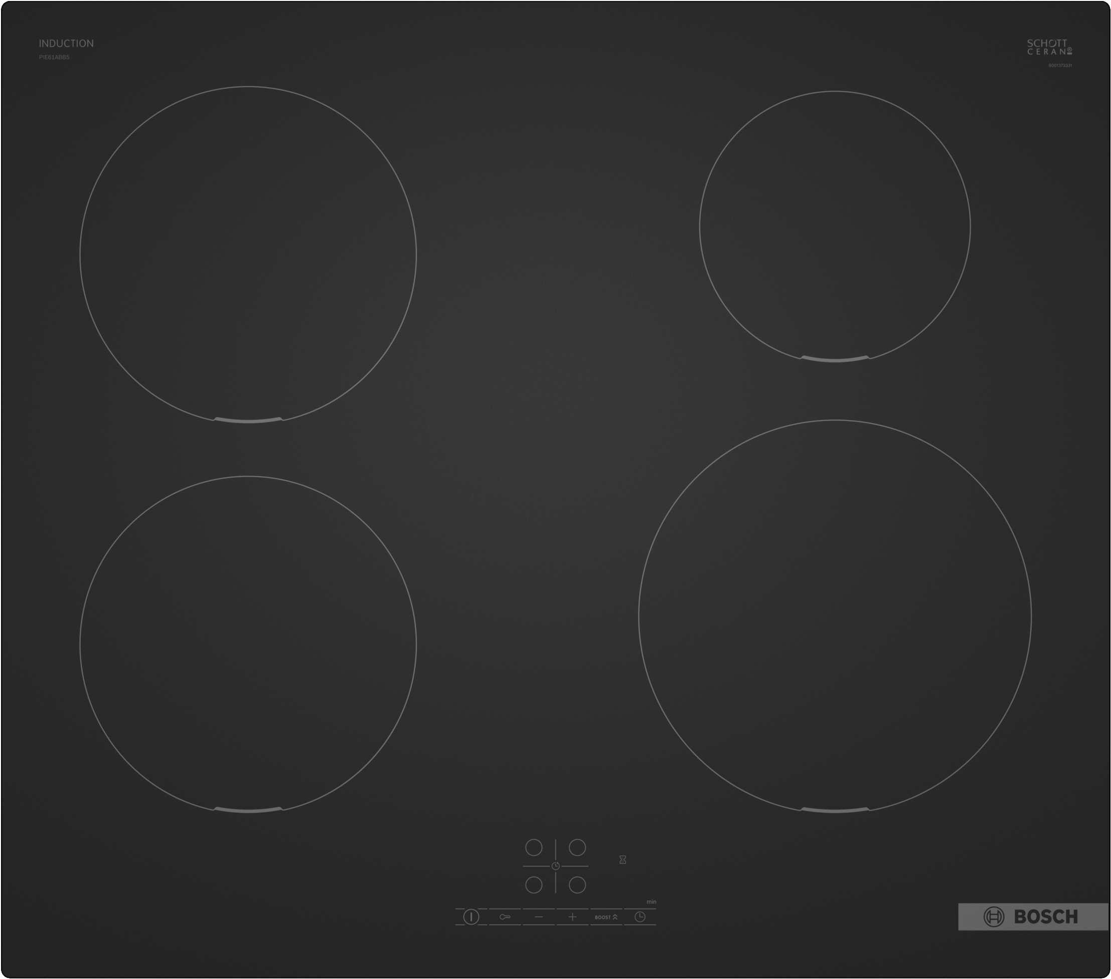 Series 4, Induction hob, 60 cm, Matt black, surface mount without frame, PIE61ABB5E
