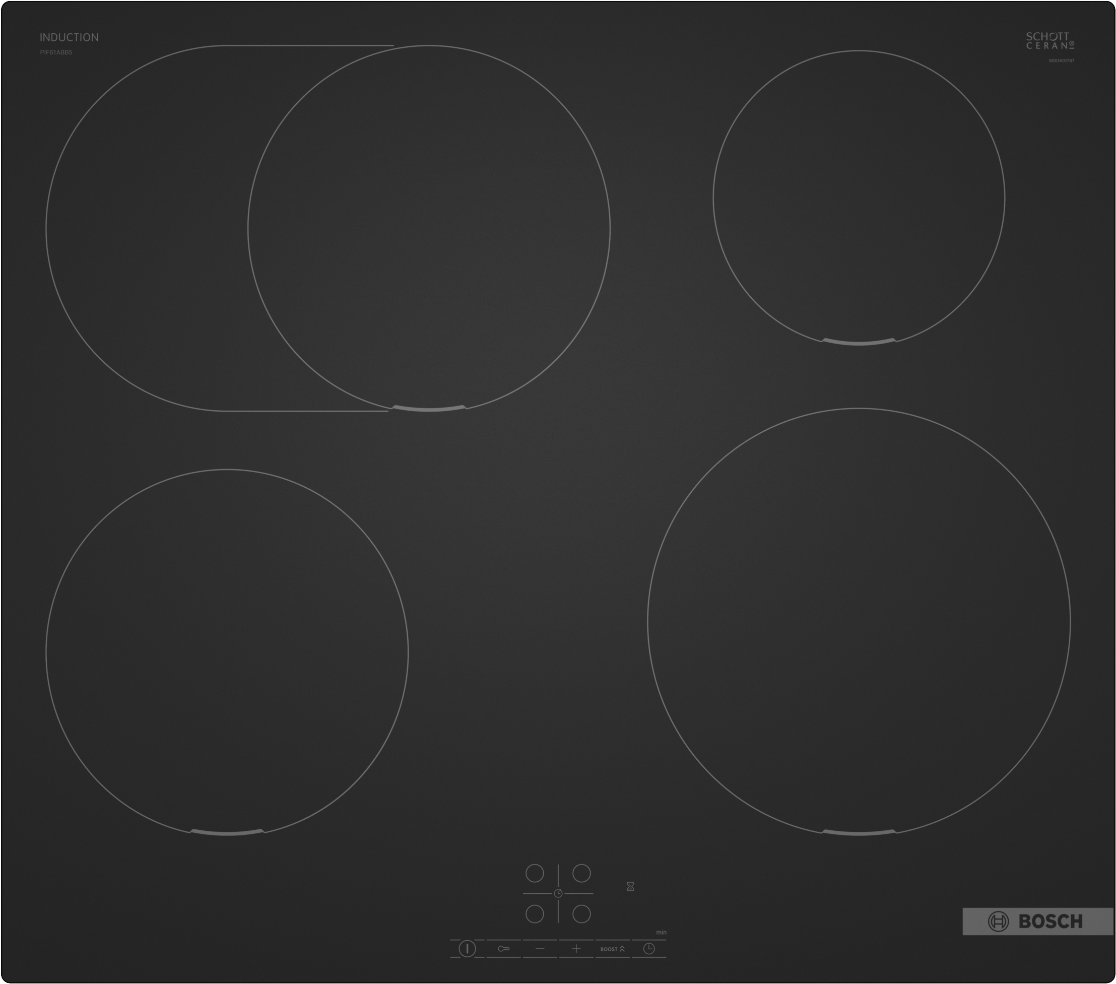 Series 4, Induction hob, 60 cm, Matt black, surface mount without frame, PIF61ABB5E