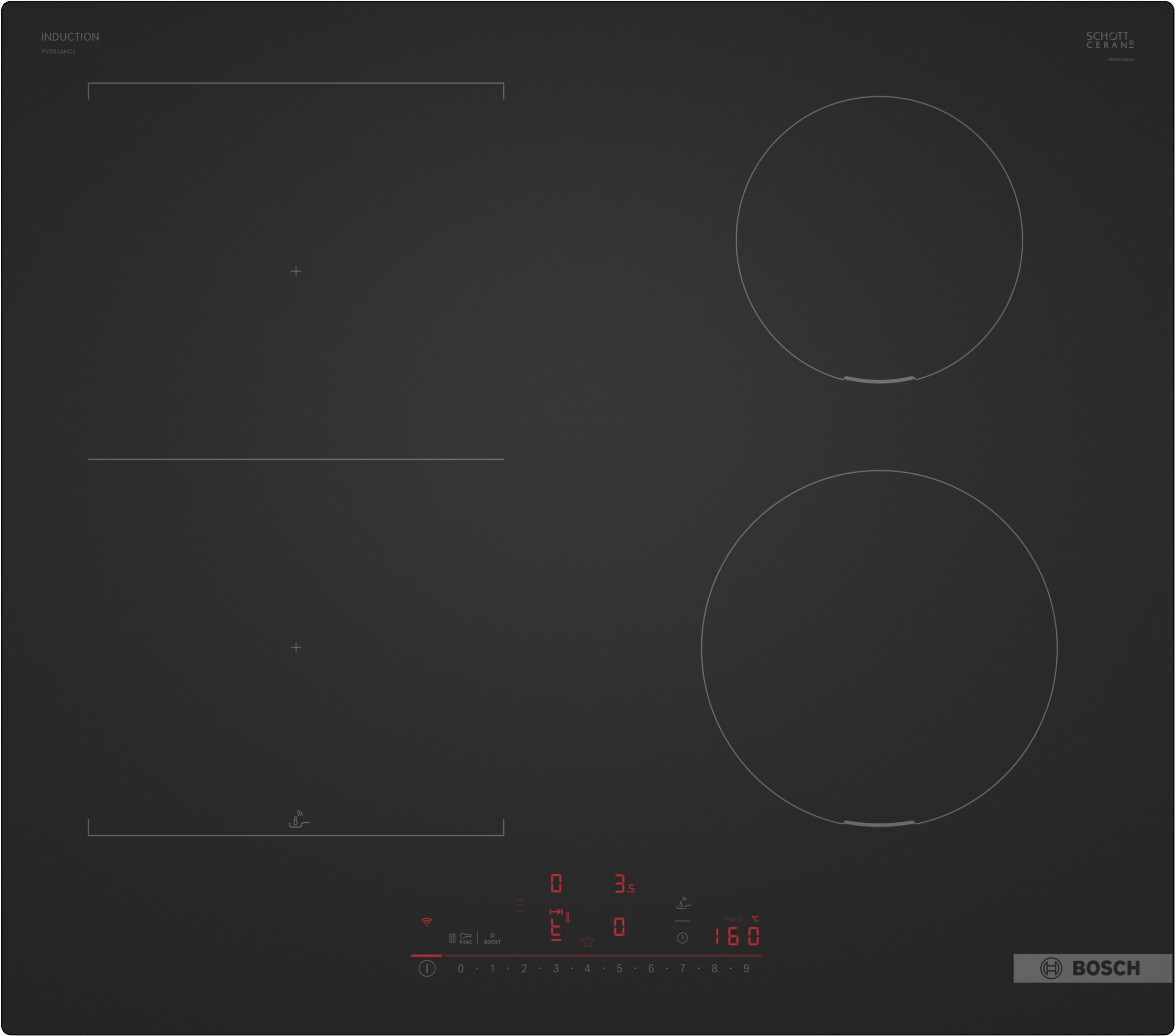 Series 6, Induction hob, 60 cm, Matt black, surface mount without frame, PVS61AHC1E