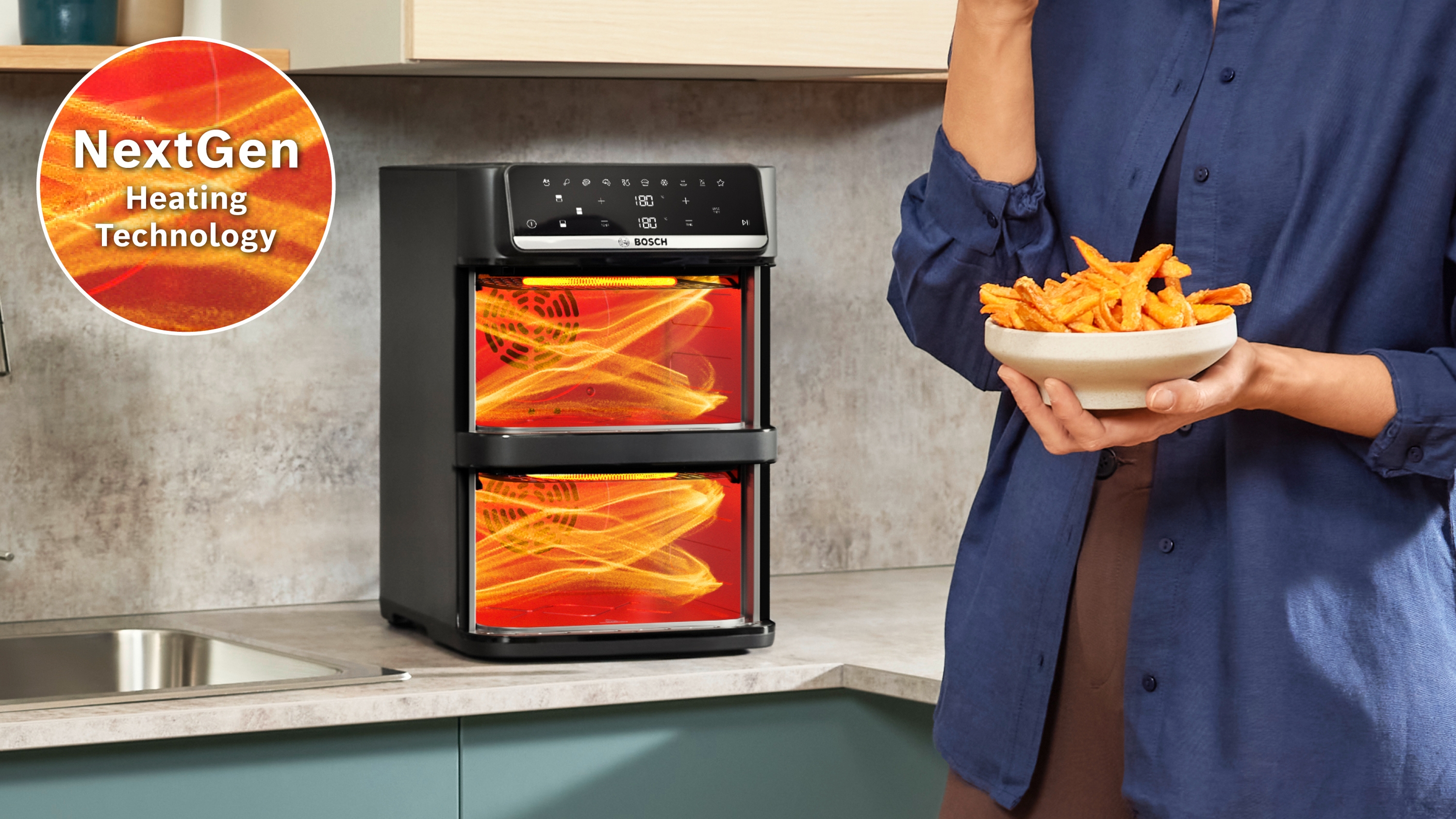 Serija 6, Double Stack Drawer Air Fryer, Crna, MAFD661B7