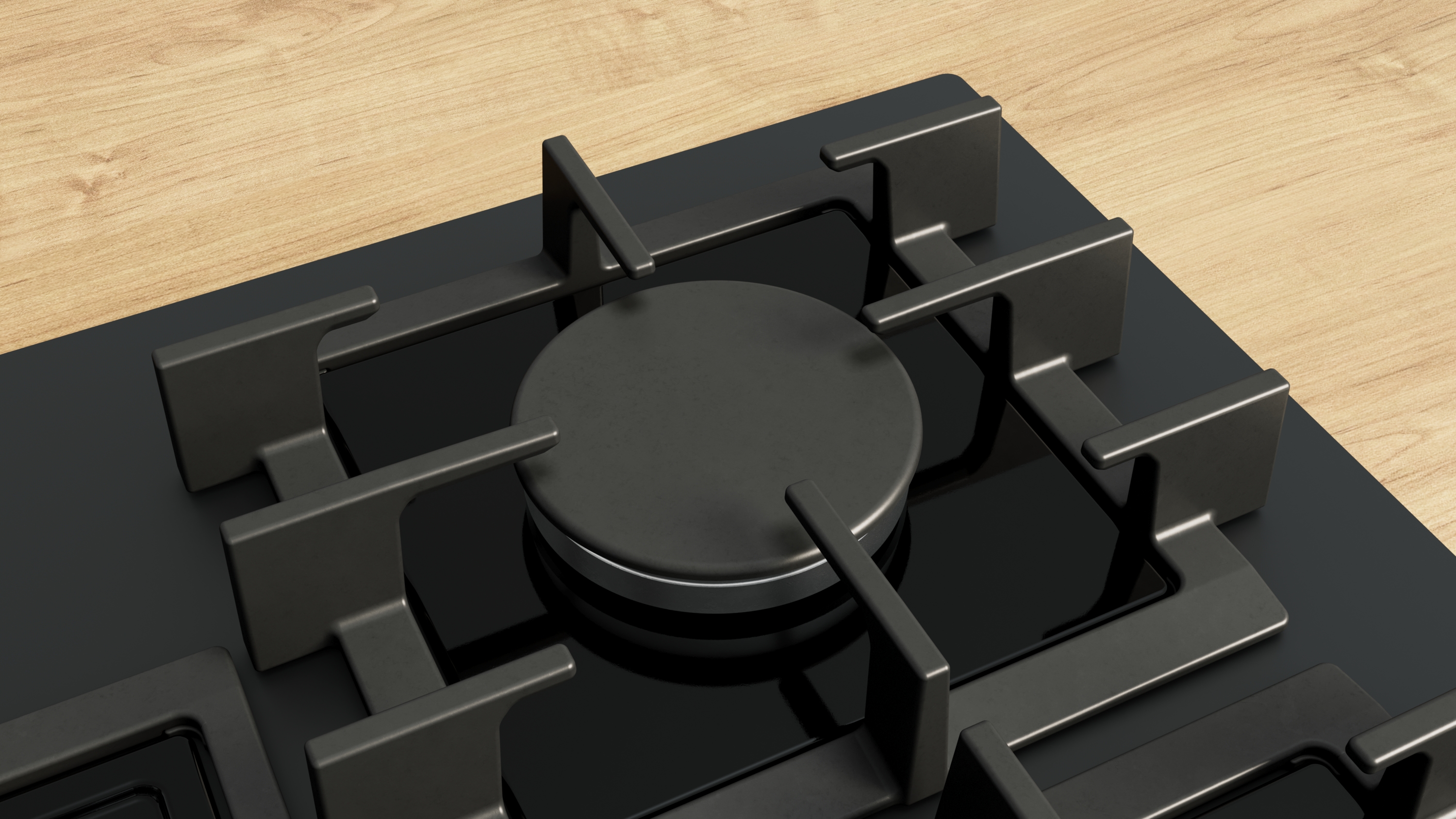 Series 6, Gas hob, 75 cm, Tempered glass, Matt black, PPQ7AAI40