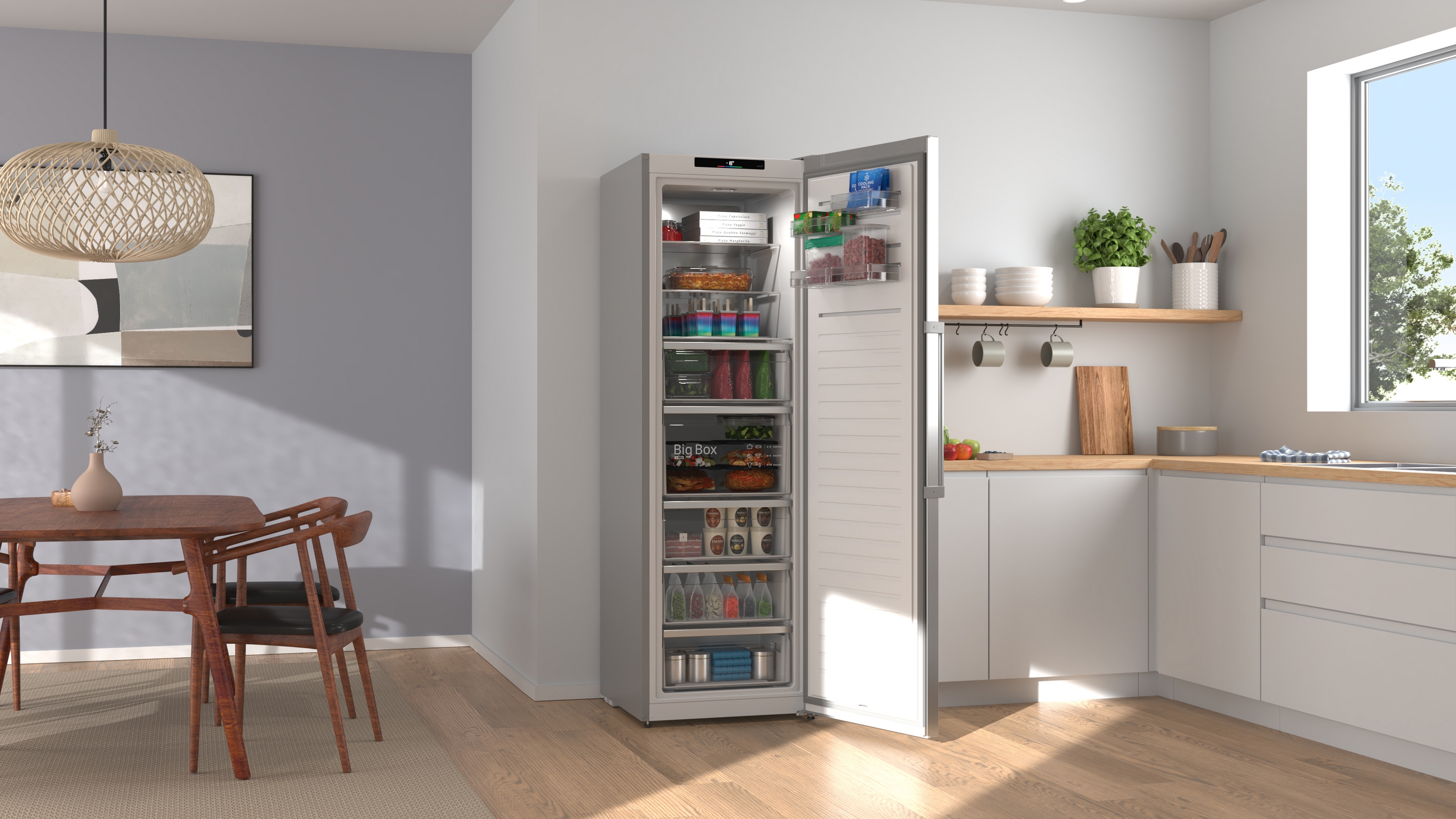 Series 6, free-standing freezer, 186.2 x 59.5 cm, Brushed steel (with anti-fingerprint), GSN36AICM