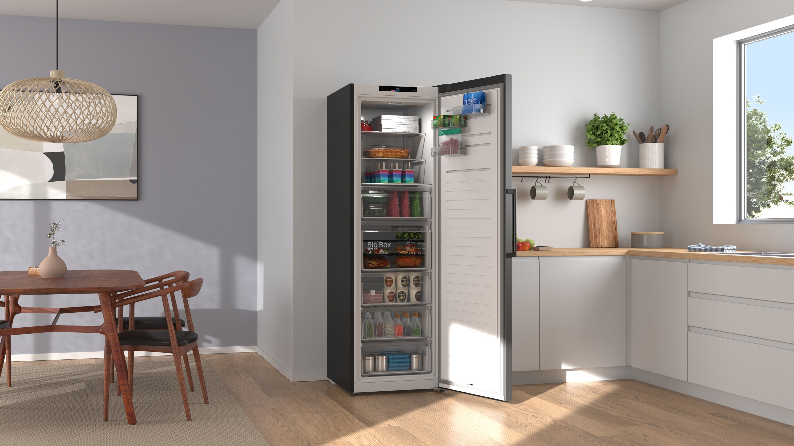 Series 4, free-standing freezer, 186.2 x 59.5 cm, Grey, GSN36VCCG