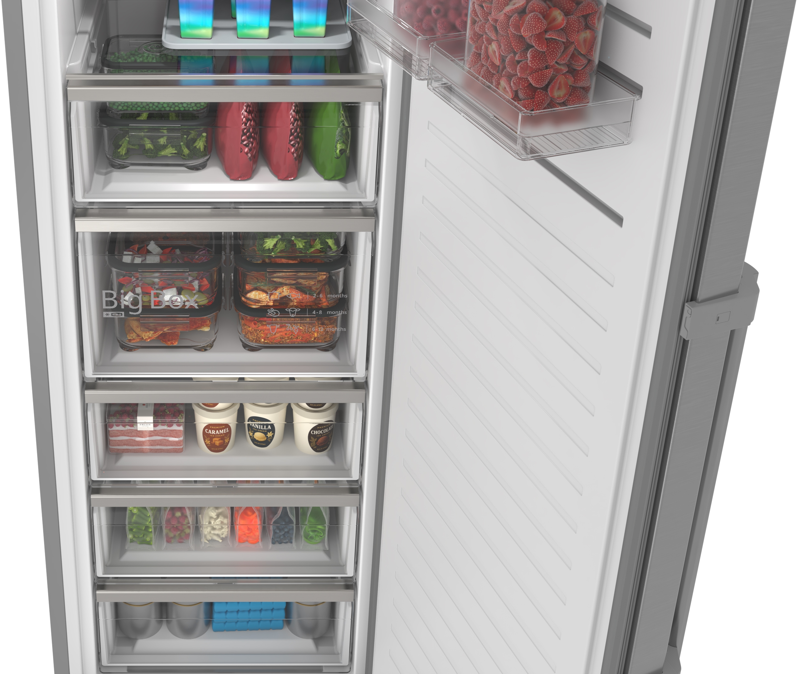 Series 6, free-standing freezer, 186.2 x 59.5 cm, Brushed steel (with anti-fingerprint), GSN36AICM