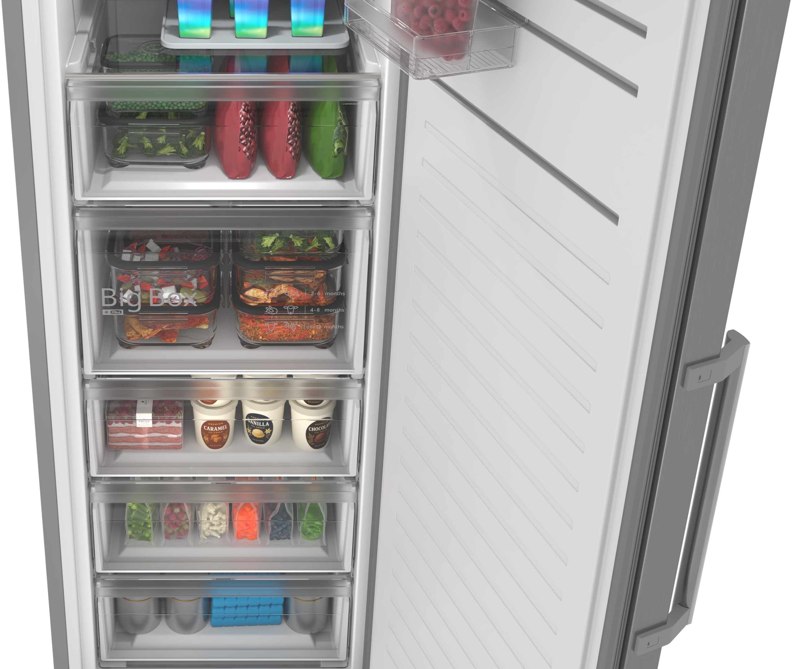 Series 4, free-standing freezer, 186.2 x 59.5 cm, Stainless steel look, GSN36VLDG