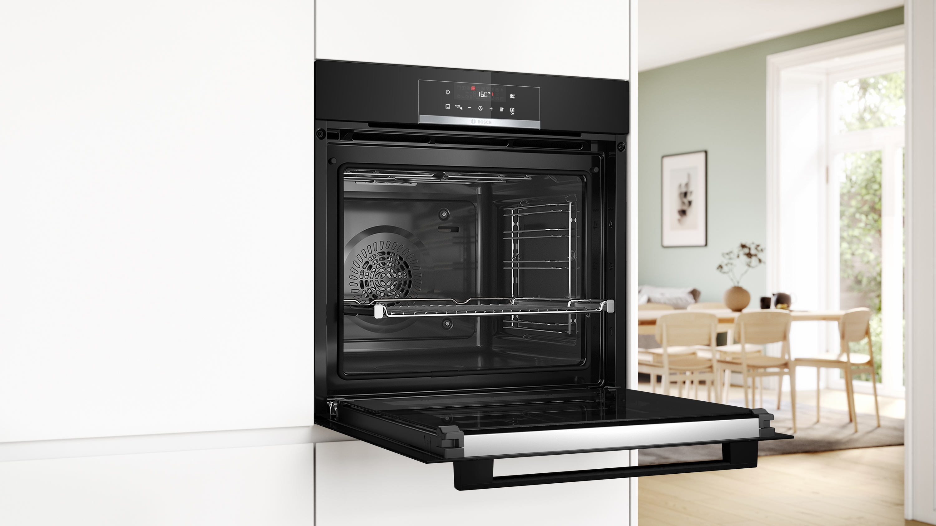 Series 4, Built-in oven with added steam function, 60 x 60 cm, Black, HQG572EB3