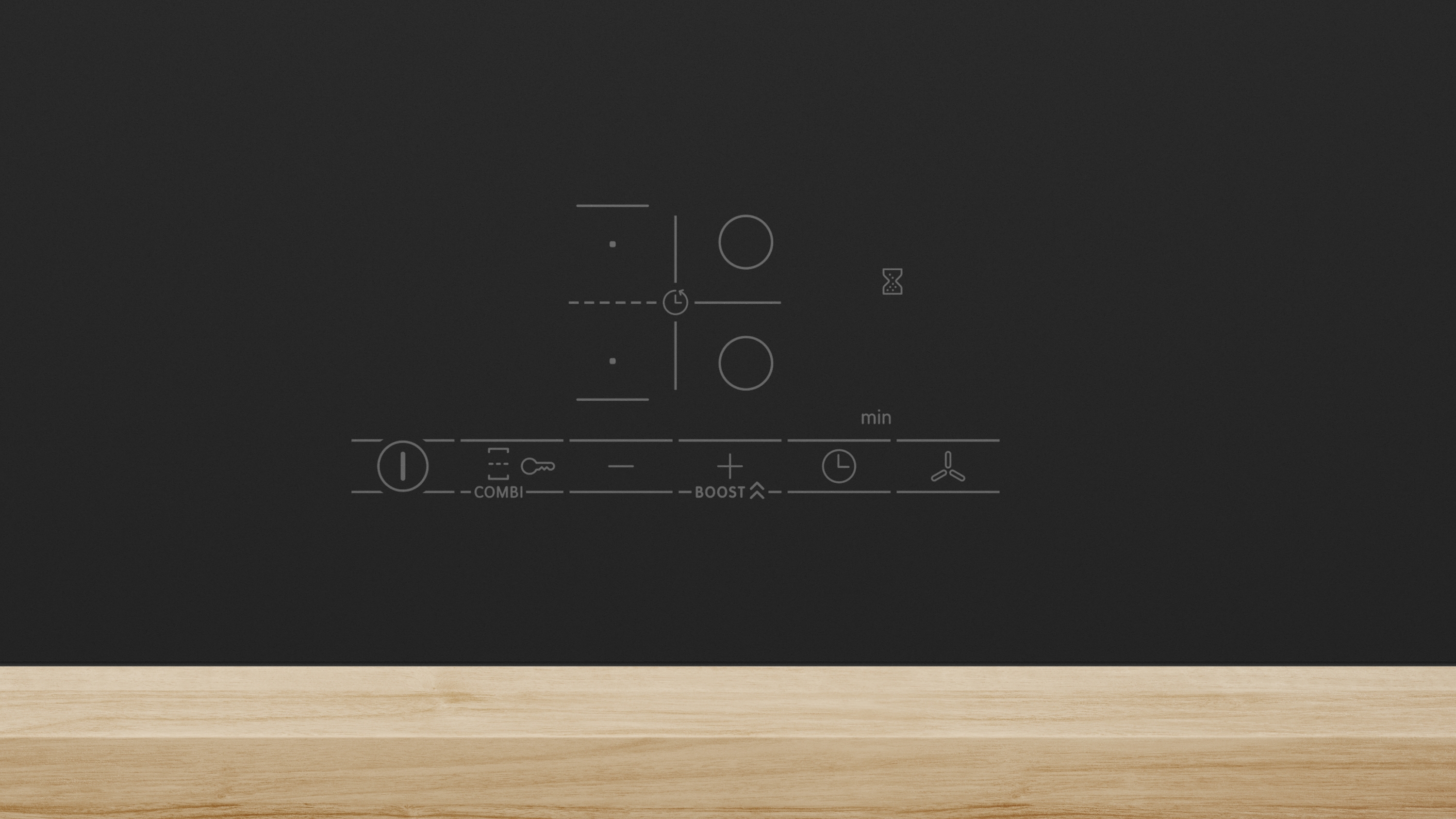 Series 4, Induction hob with integrated ventilation system, 80 cm, Matt black, surface mount without frame, PVS81AB16E