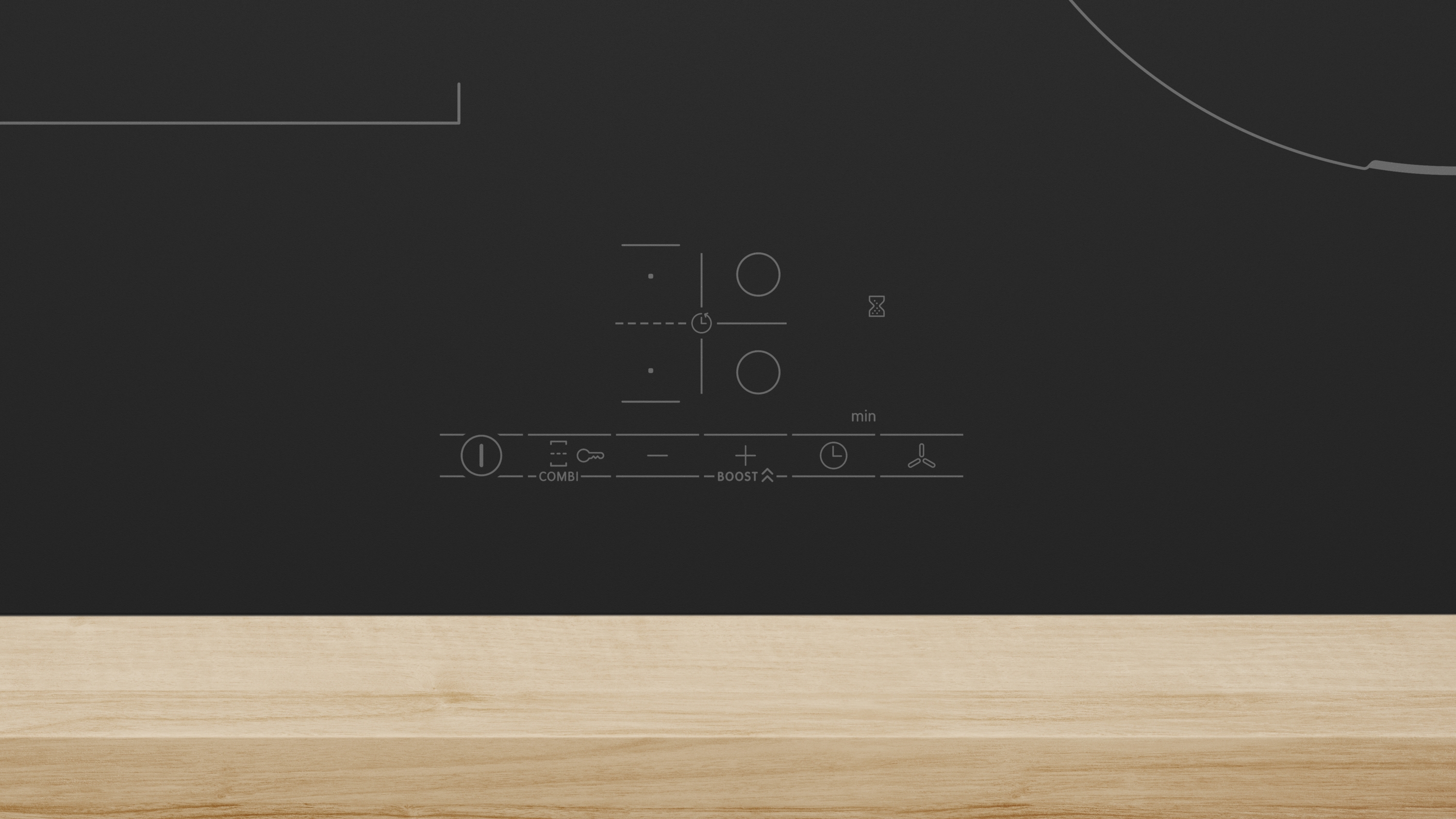 Series 4, Induction hob with integrated ventilation system, 60 cm, Matt black, surface mount without frame, PVS61AB16E