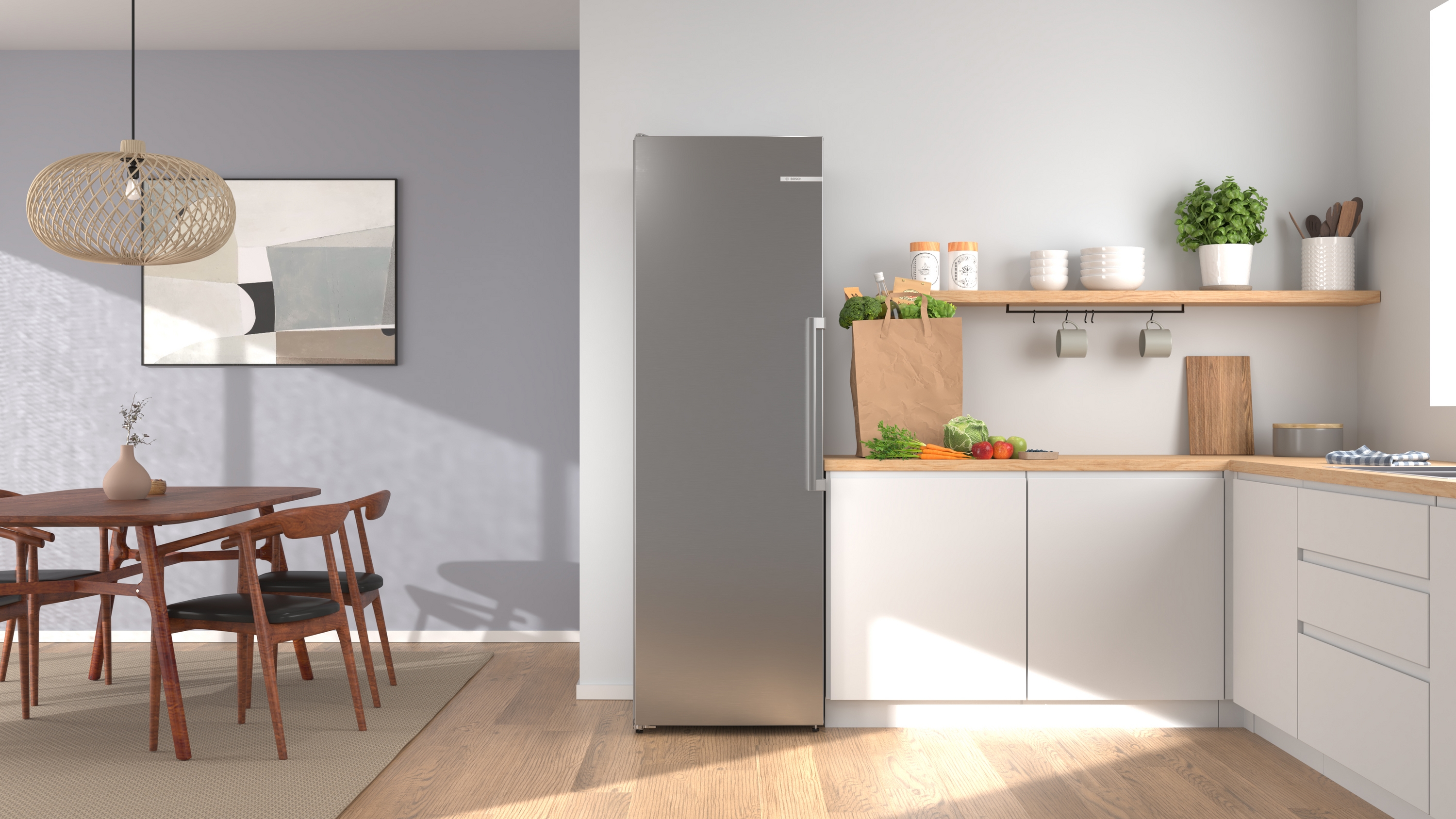 Serija 6, Samostojeći frižider, 186.2 x 59.5 cm, Čelična mat obrada protiv otisaka prstiju, KSN36AICM
