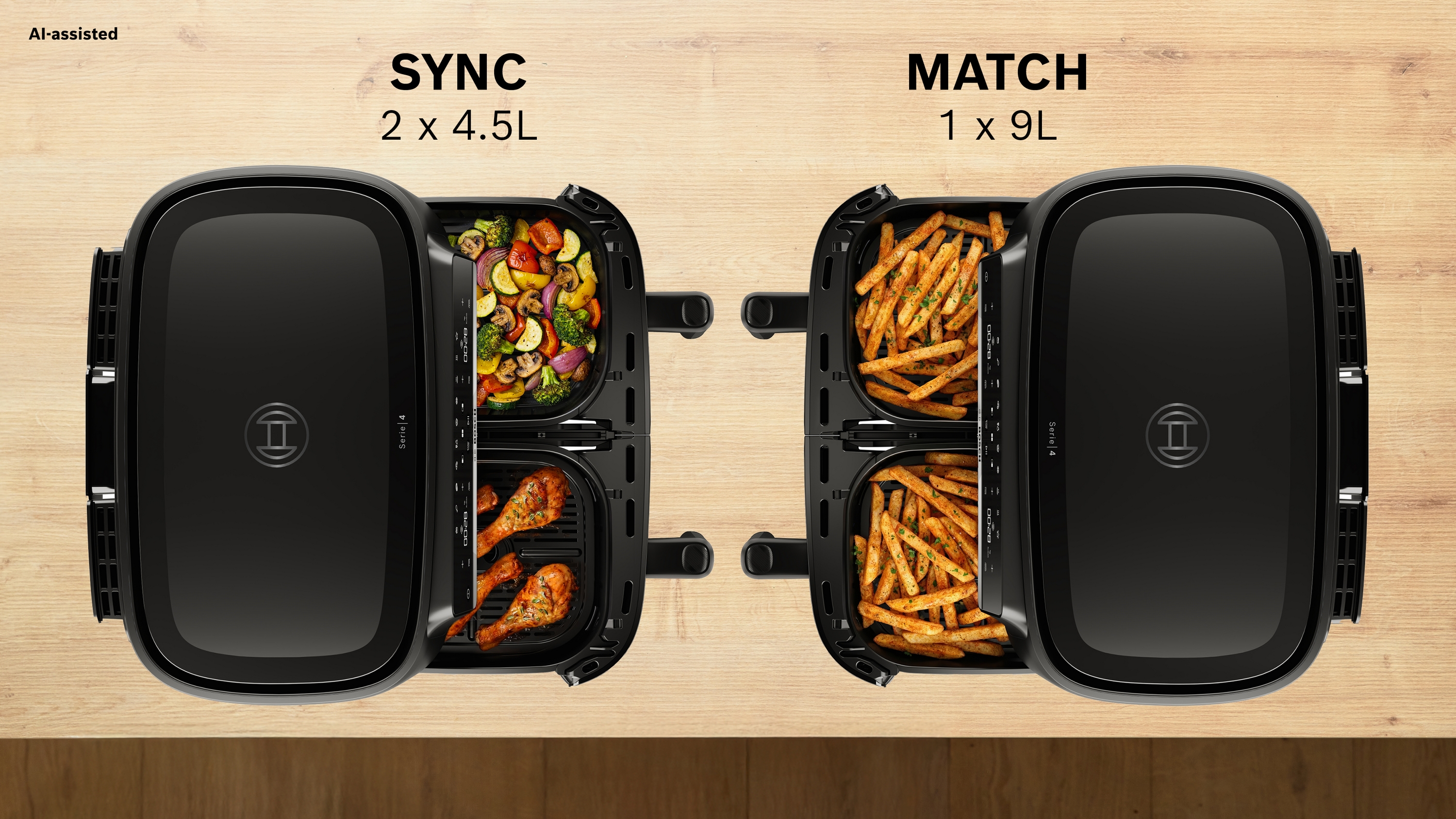 Serija 4, Double Drawer Air Fryer, Crna, MAFD440B7