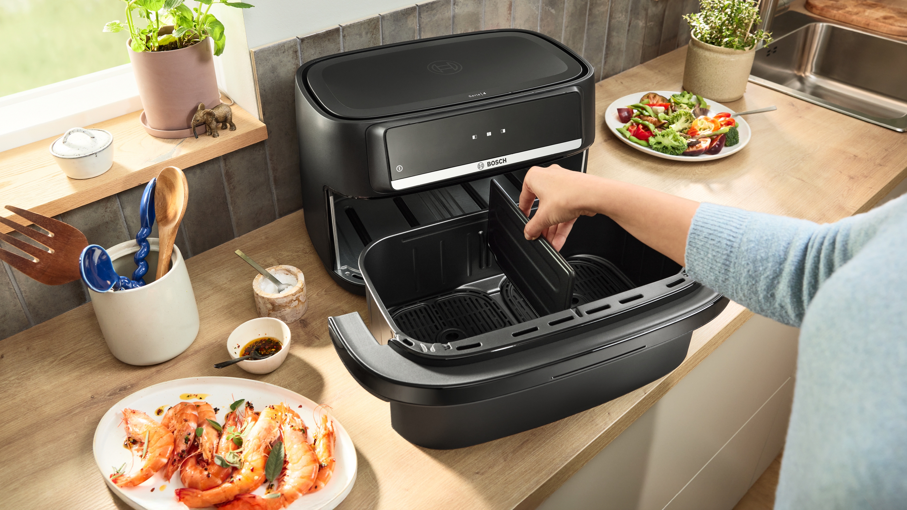 Serija 4, Double Flex Drawer Air Fryer, Crna, MAFD490B1