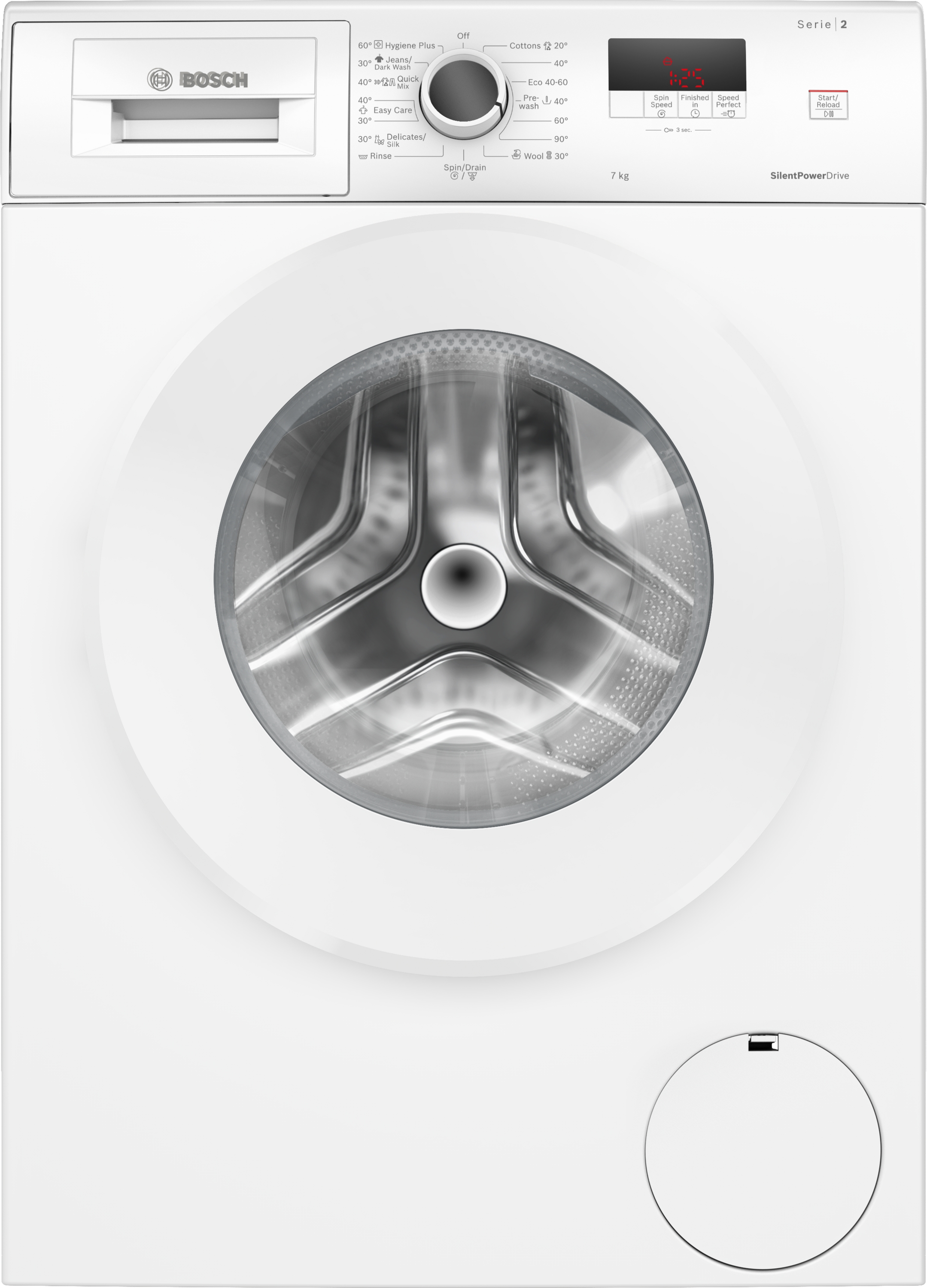 Series 2, washing machine, frontloader fullsize, 7 kg, 1200 rpm, WGE02202BY